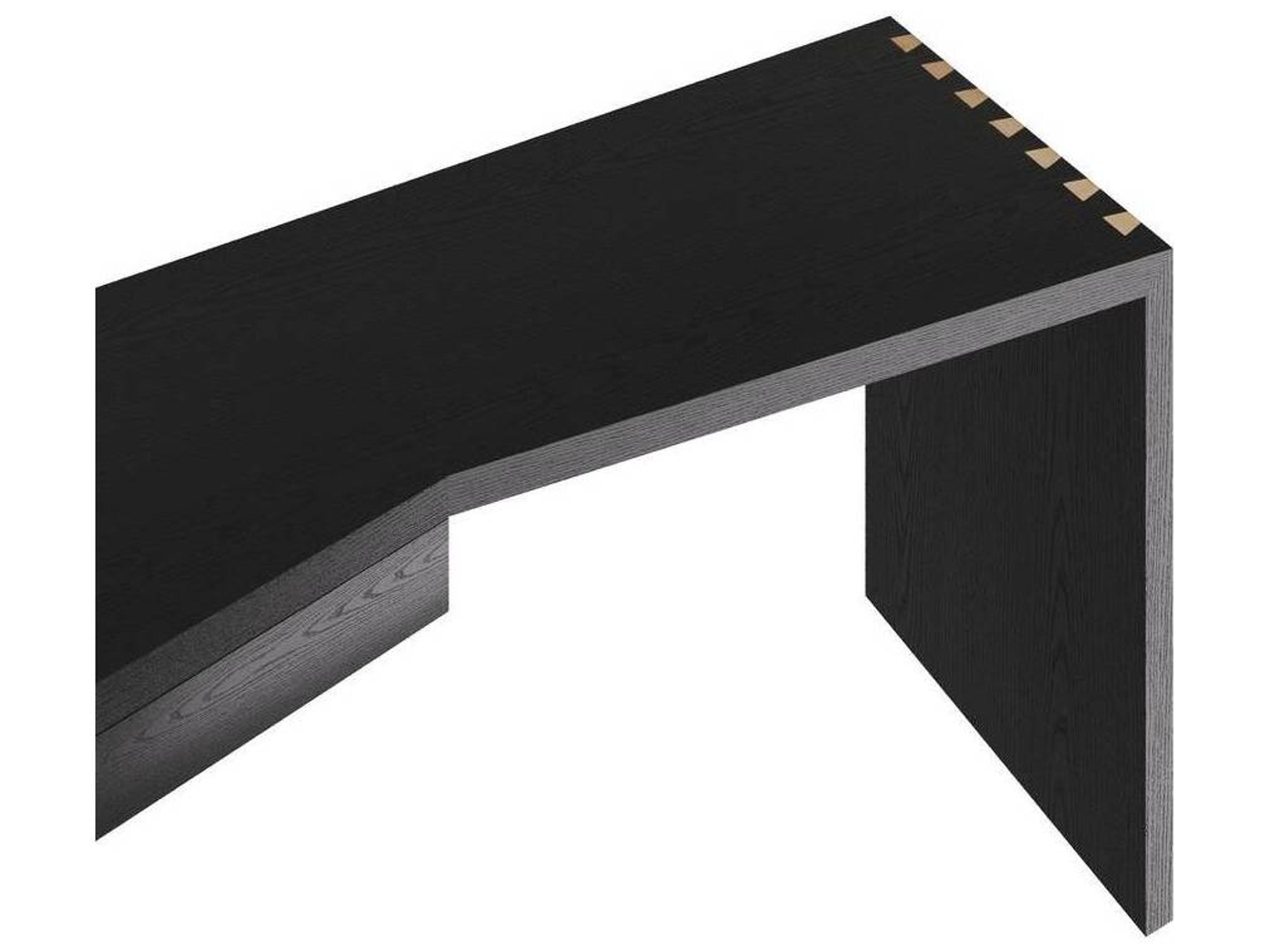 Arteriors Home Ebony Antique Brass Black Oak Wood Writing Desk Zeus