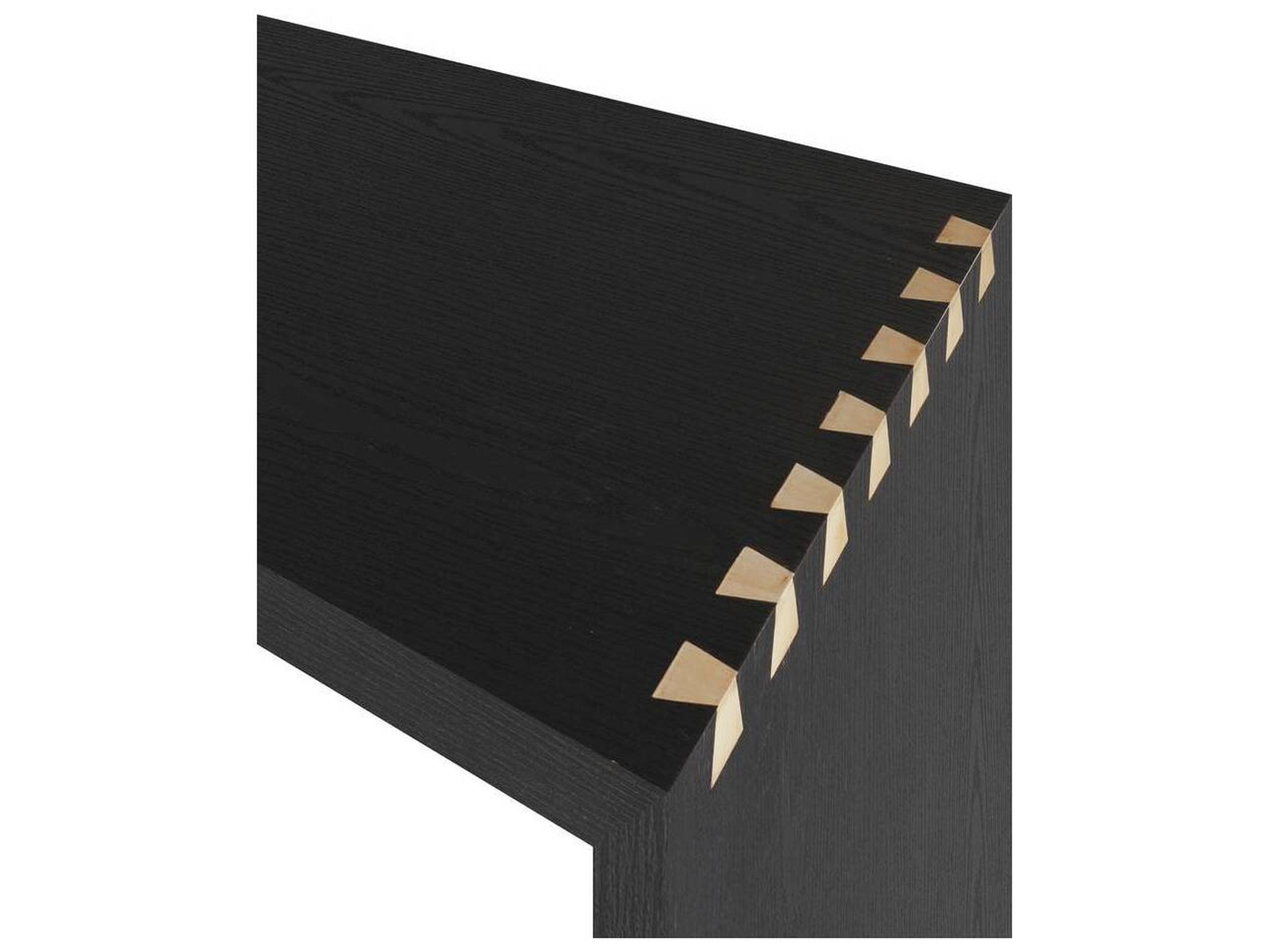 Arteriors Home Ebony Antique Brass Black Oak Wood Writing Desk Zeus