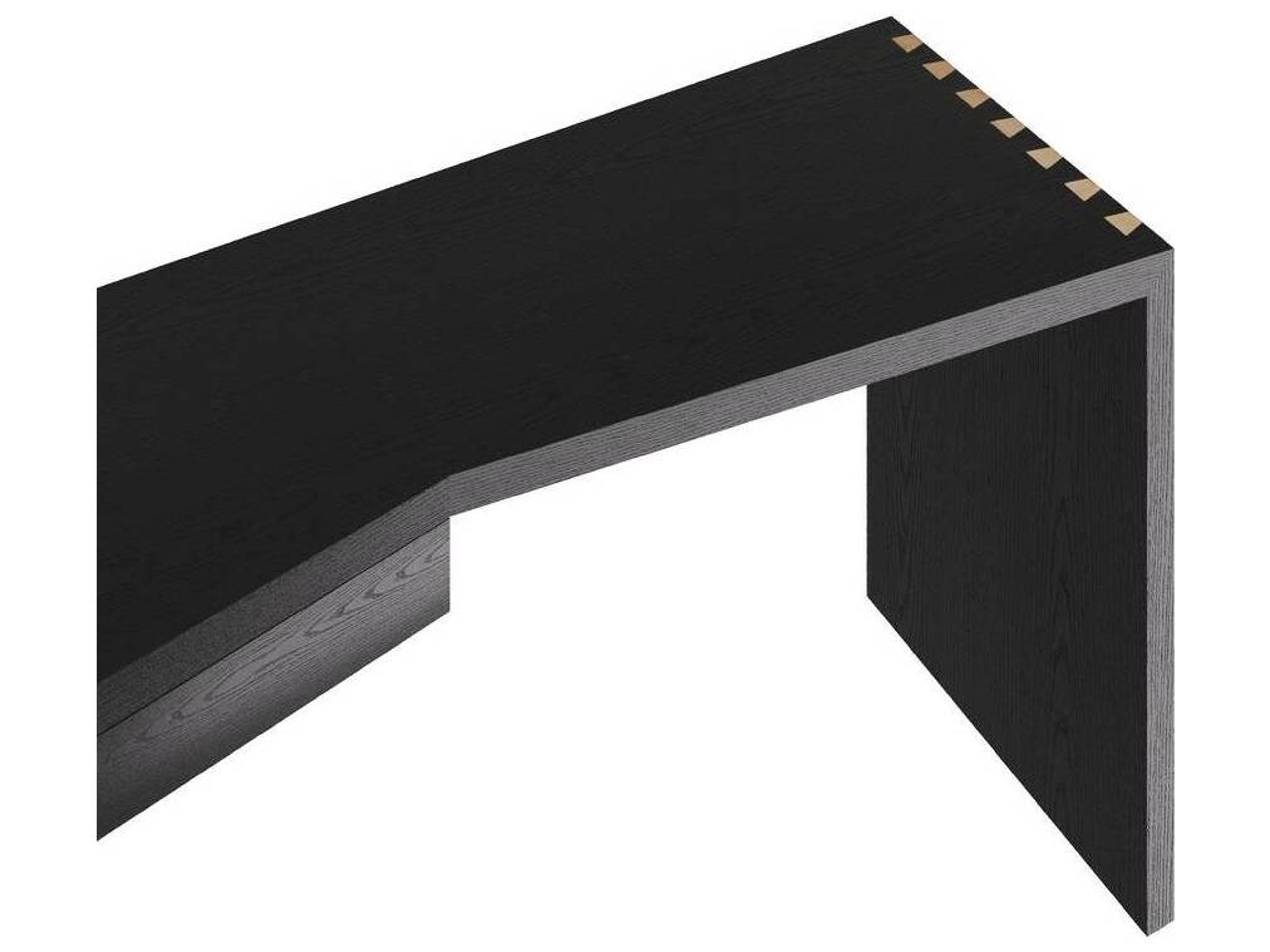 Arteriors Home Ebony Antique Brass Black Oak Wood Writing Desk Zeus