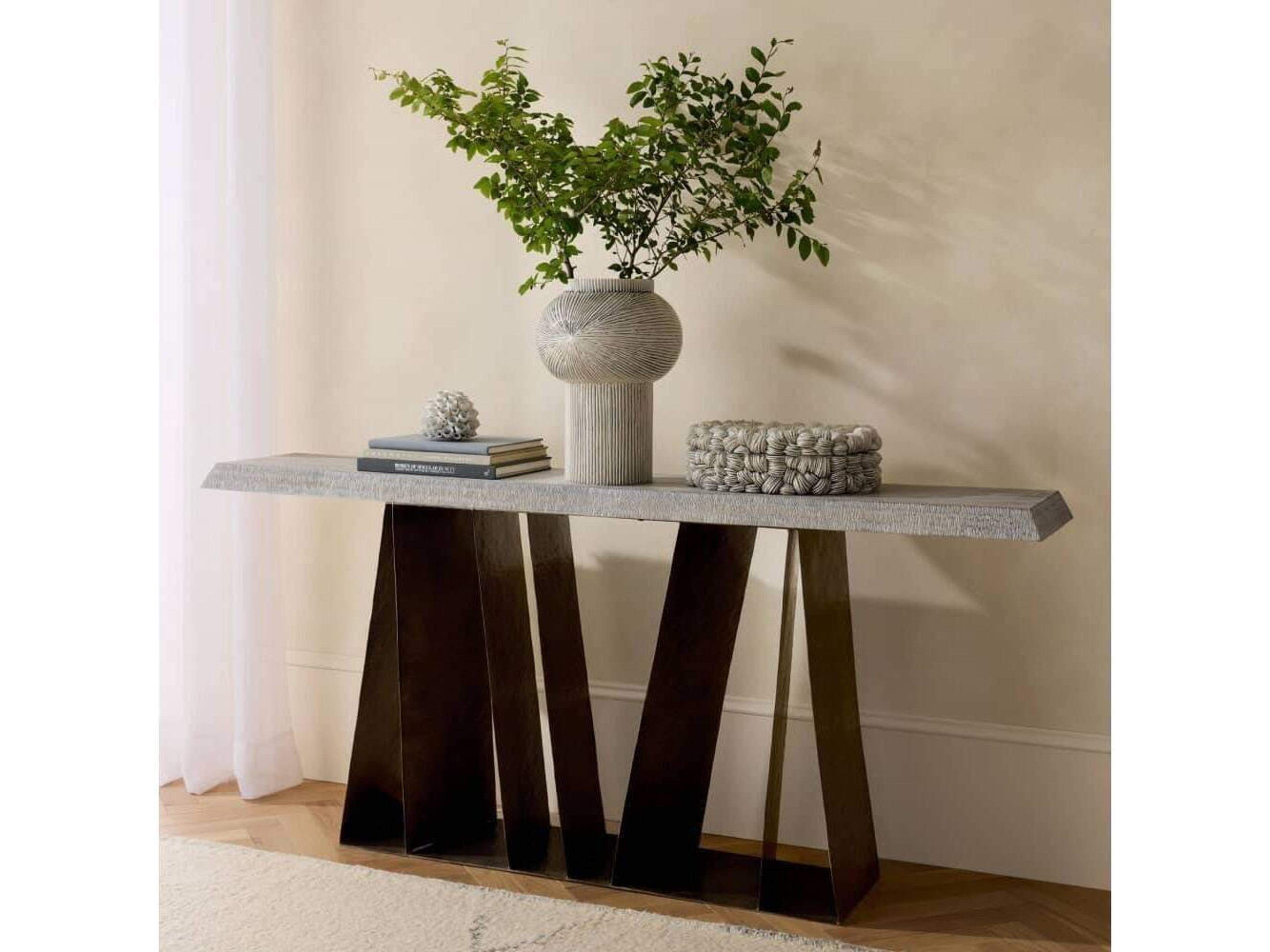 Arteriors Home Rectangular Wood Smoke Carbon Gladstone Console Table