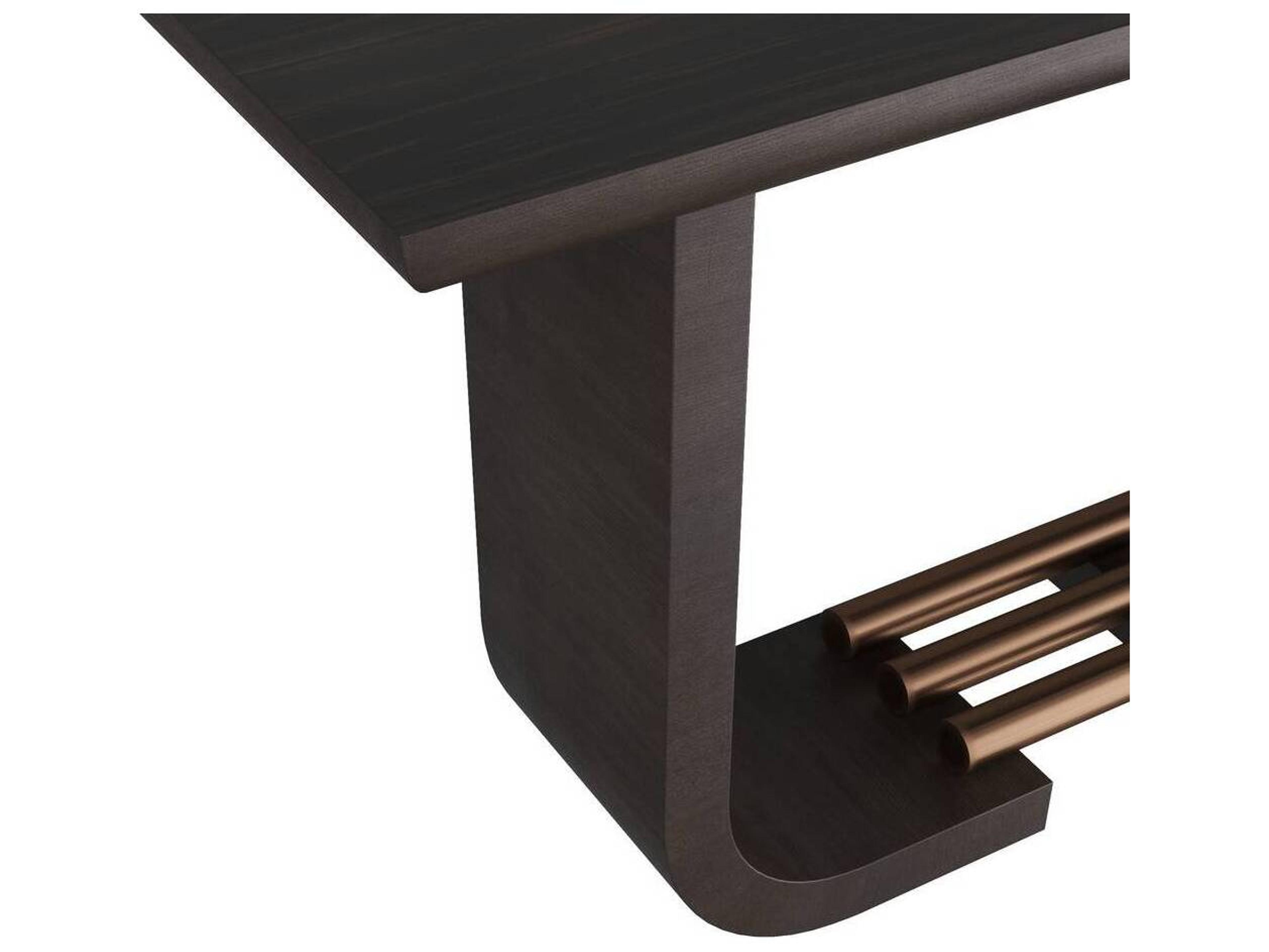 Arteriors Home Rectangular Wood Charcoal Antique Brass Ralston Console Table