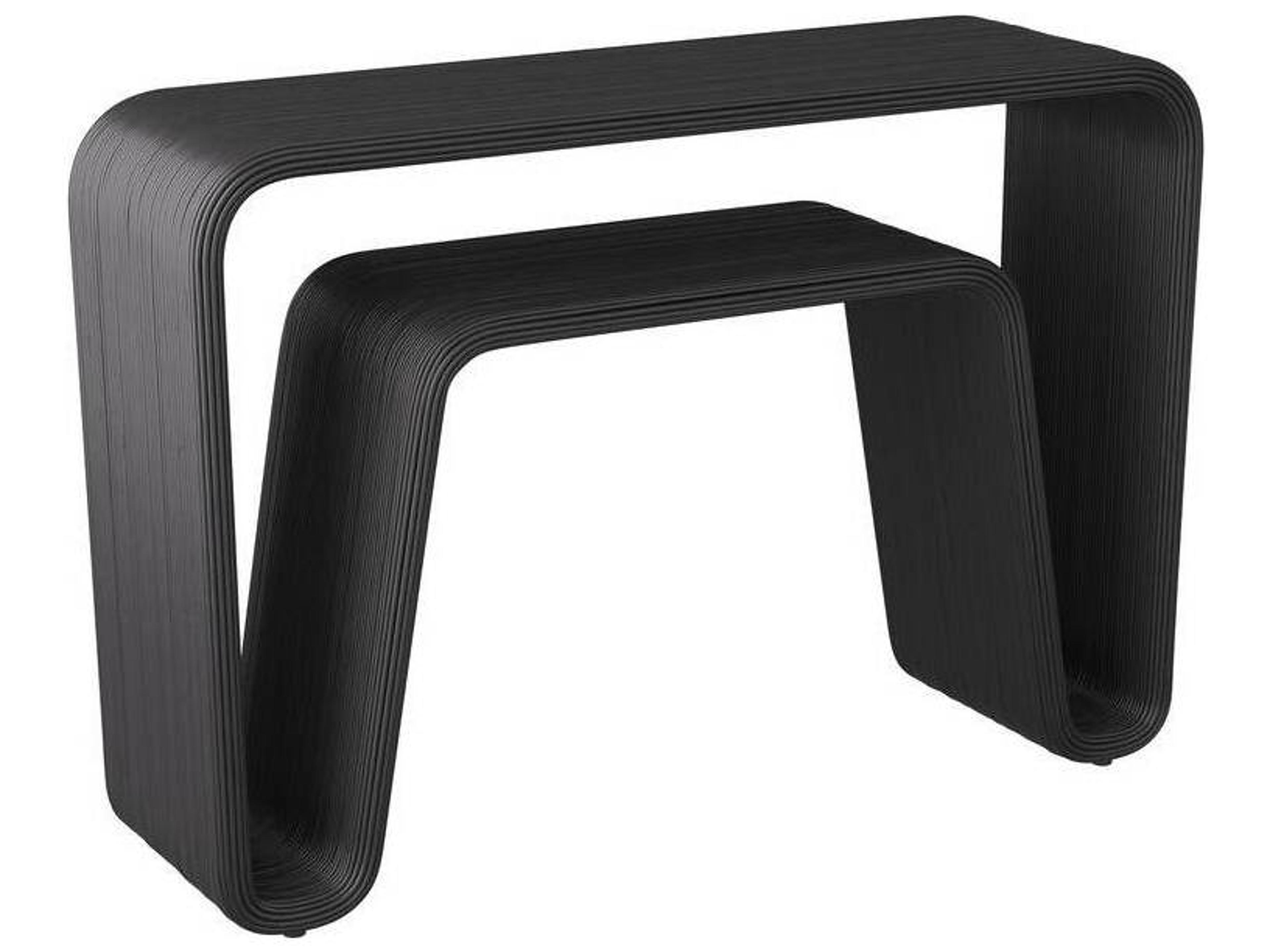 Rectangular Rattan Ebony Console Table