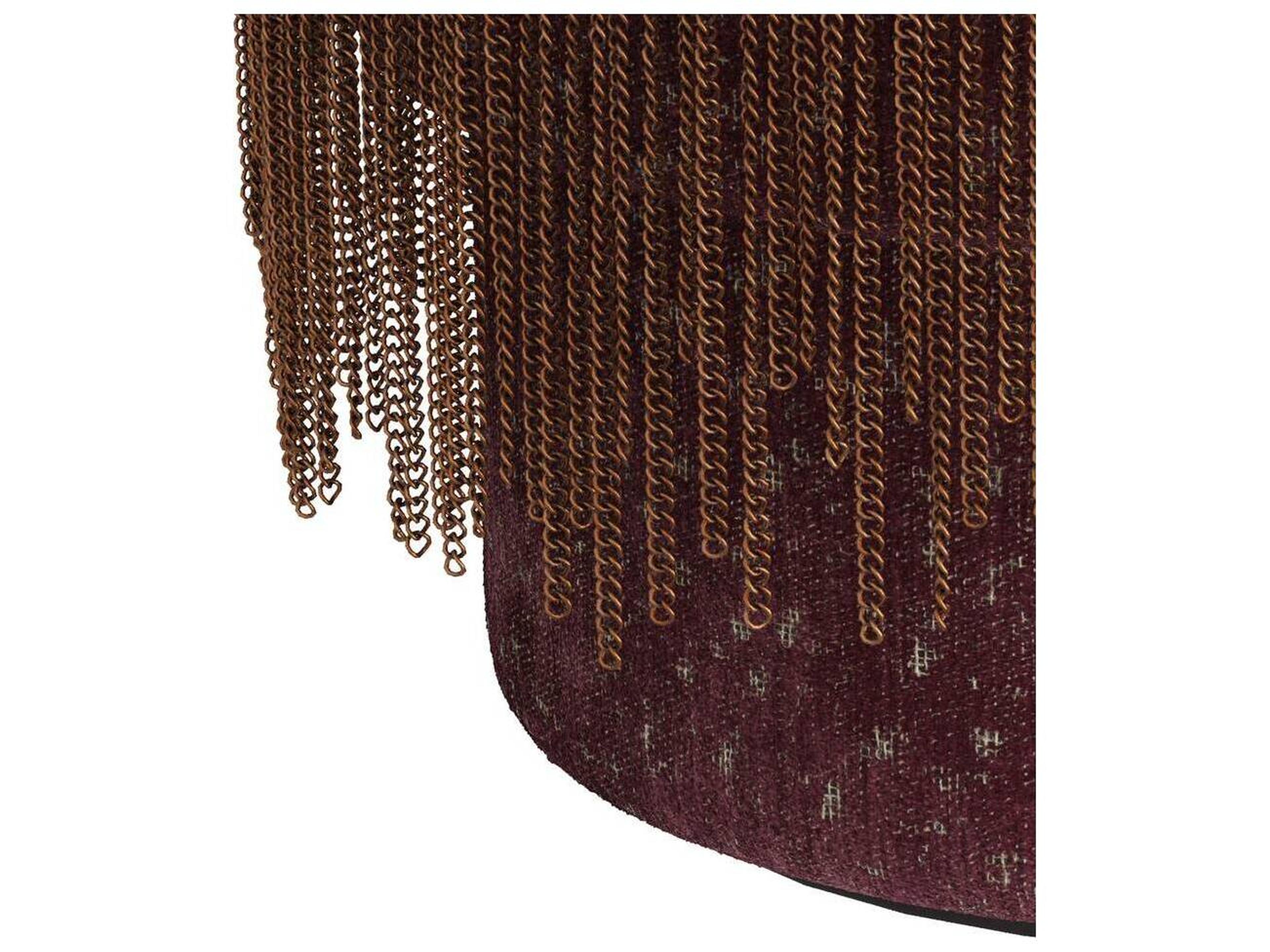 Arteriors Home Bordeaux Antique Brass Red Upholstered Twyla Ottoman