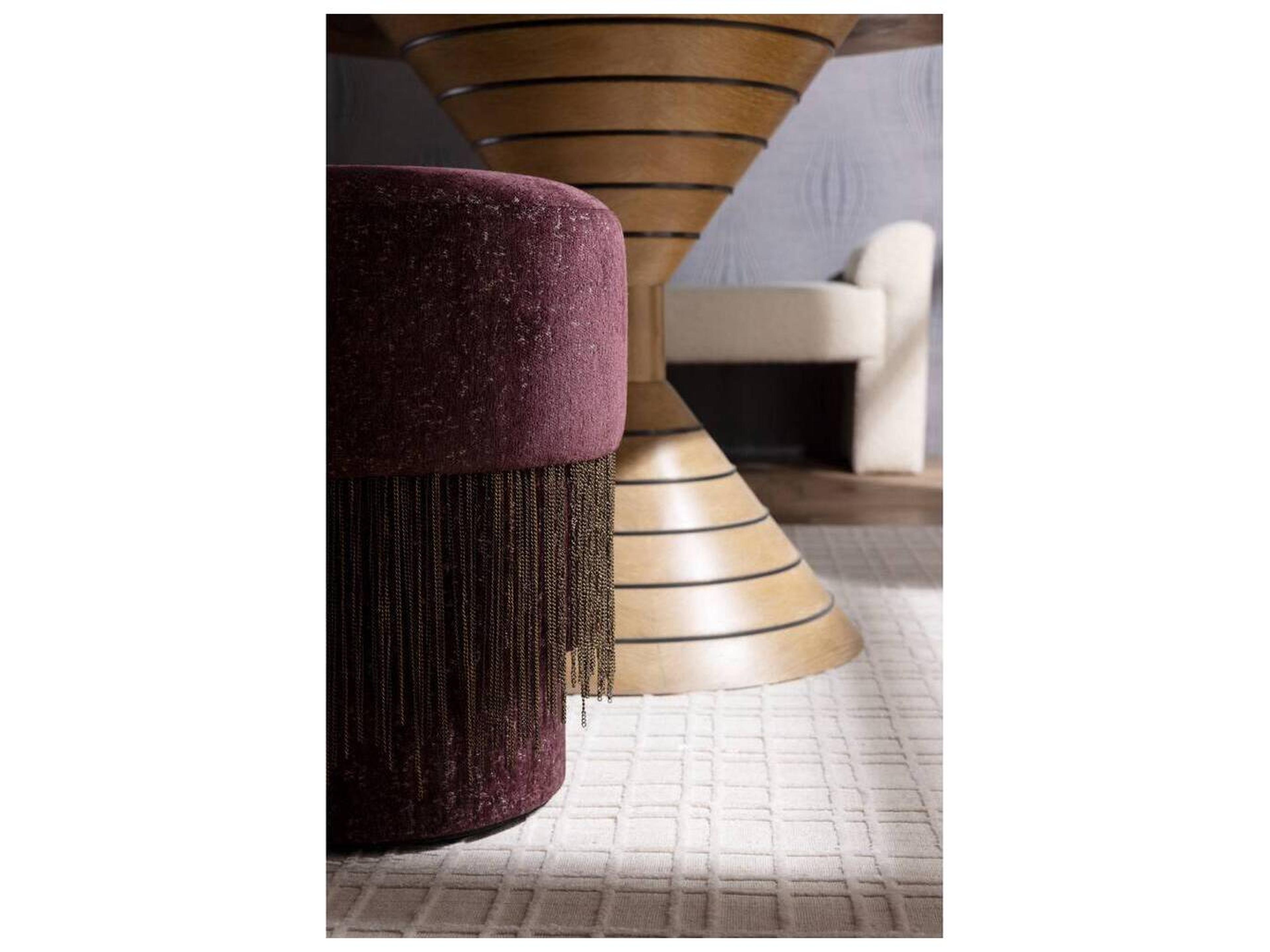 Arteriors Home Bordeaux Antique Brass Red Upholstered Twyla Ottoman