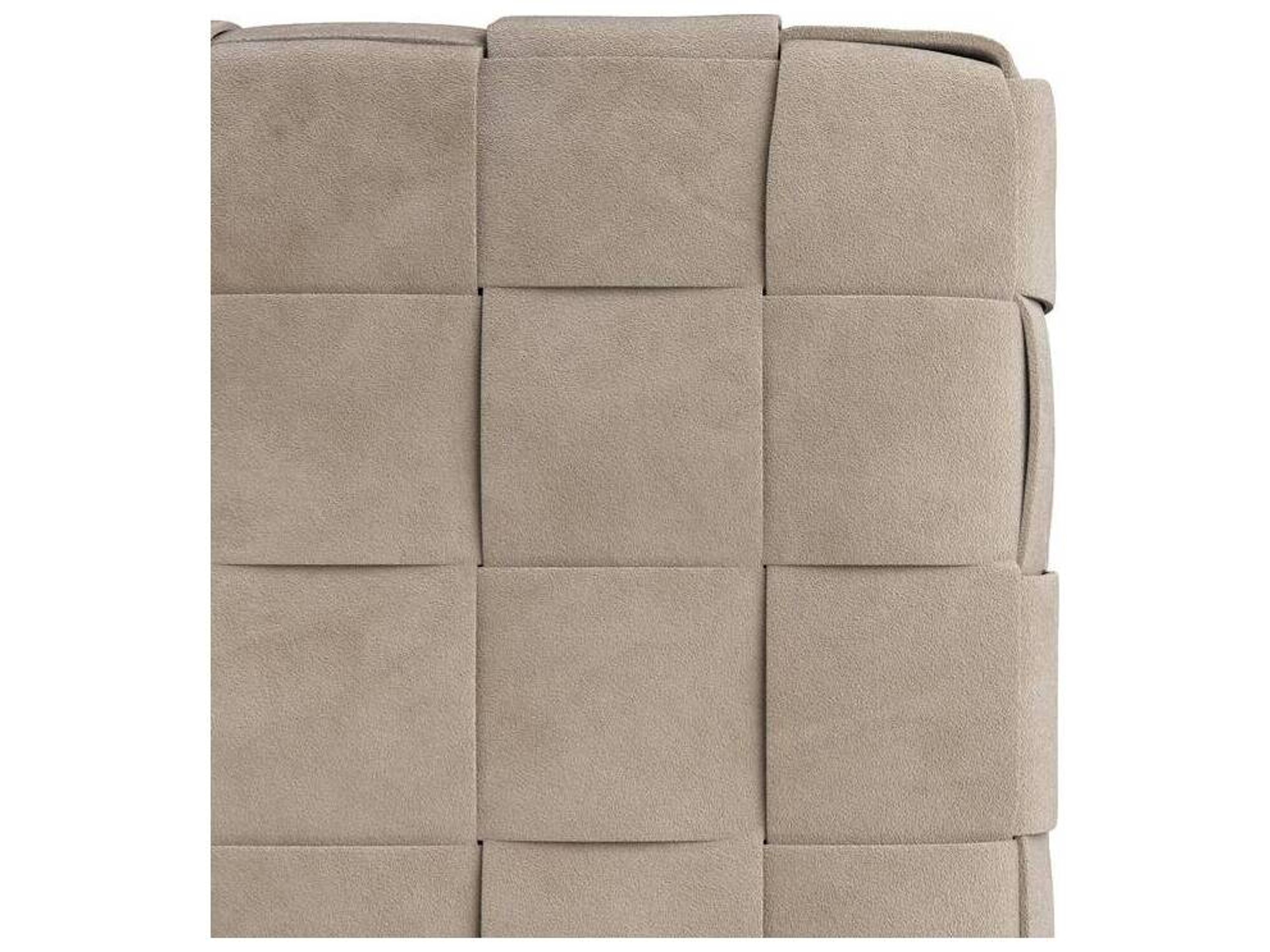 Arteriors Home Lakewood Dove Antique Brass Beige Suede Upholstered Ottoman