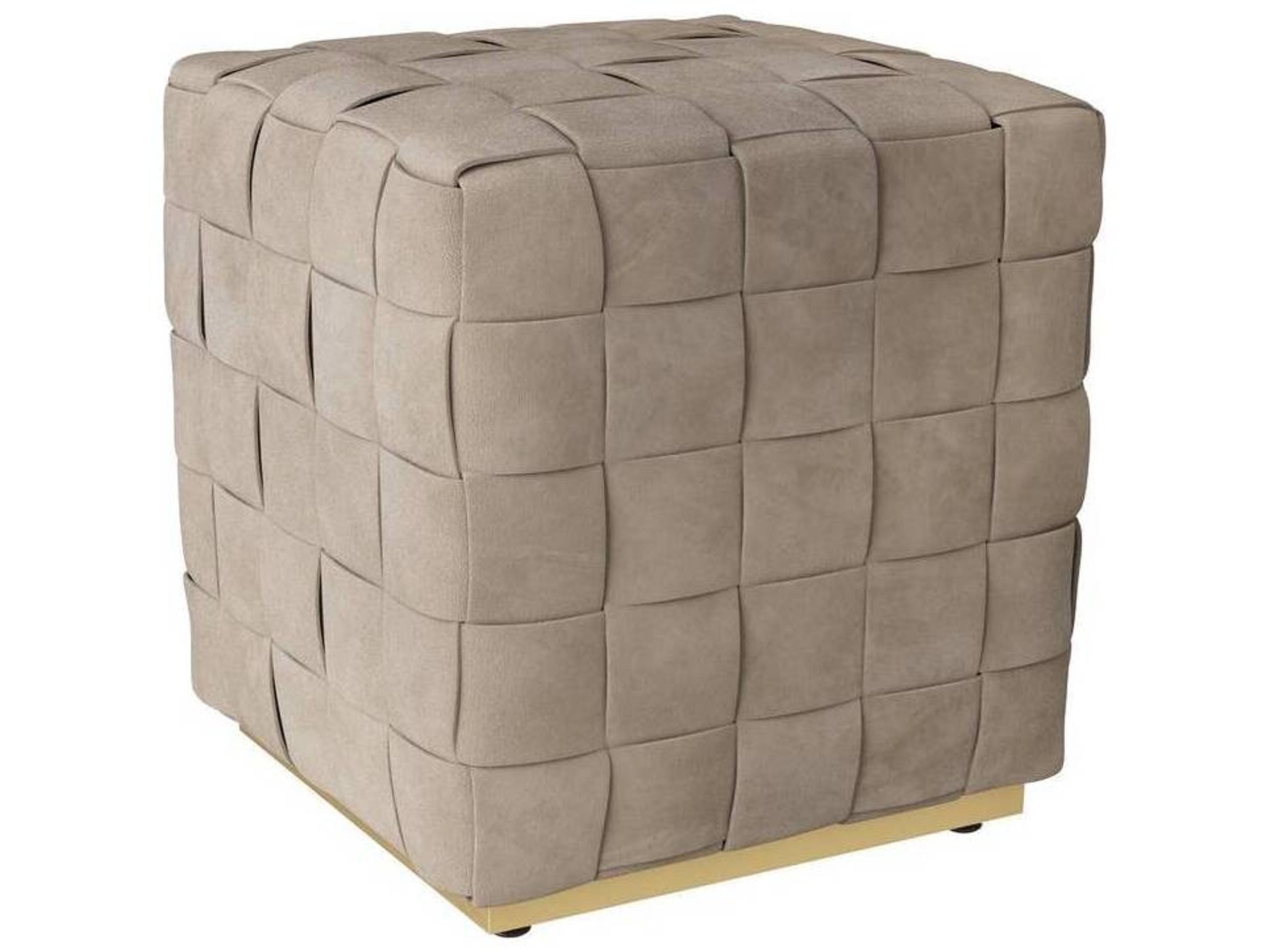 Arteriors Lakewood Woven Suede Ottoman in Dove Gray