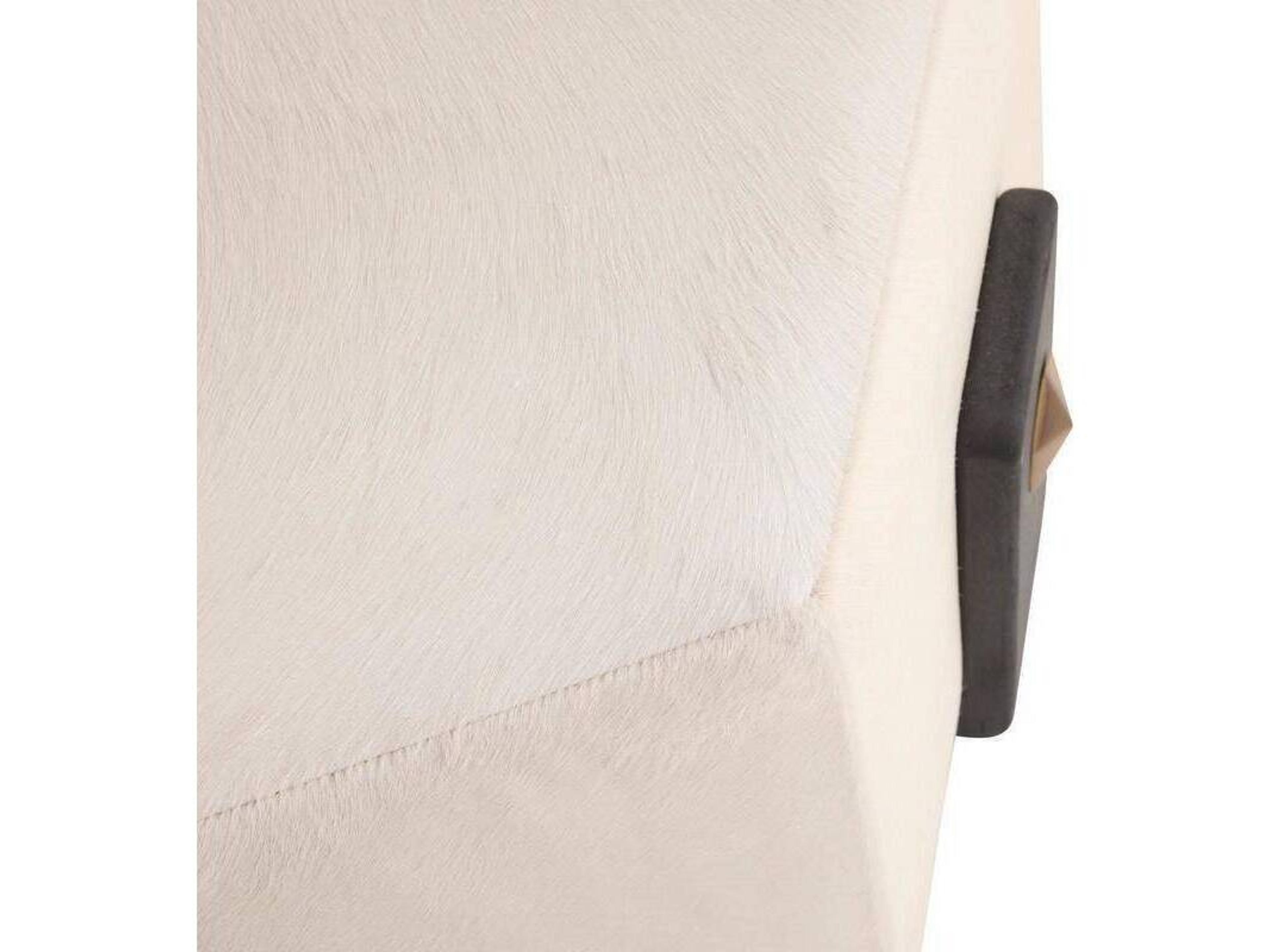 Arteriors Home Ivonne White Ebony Antique Brass Black Leather Ottoman