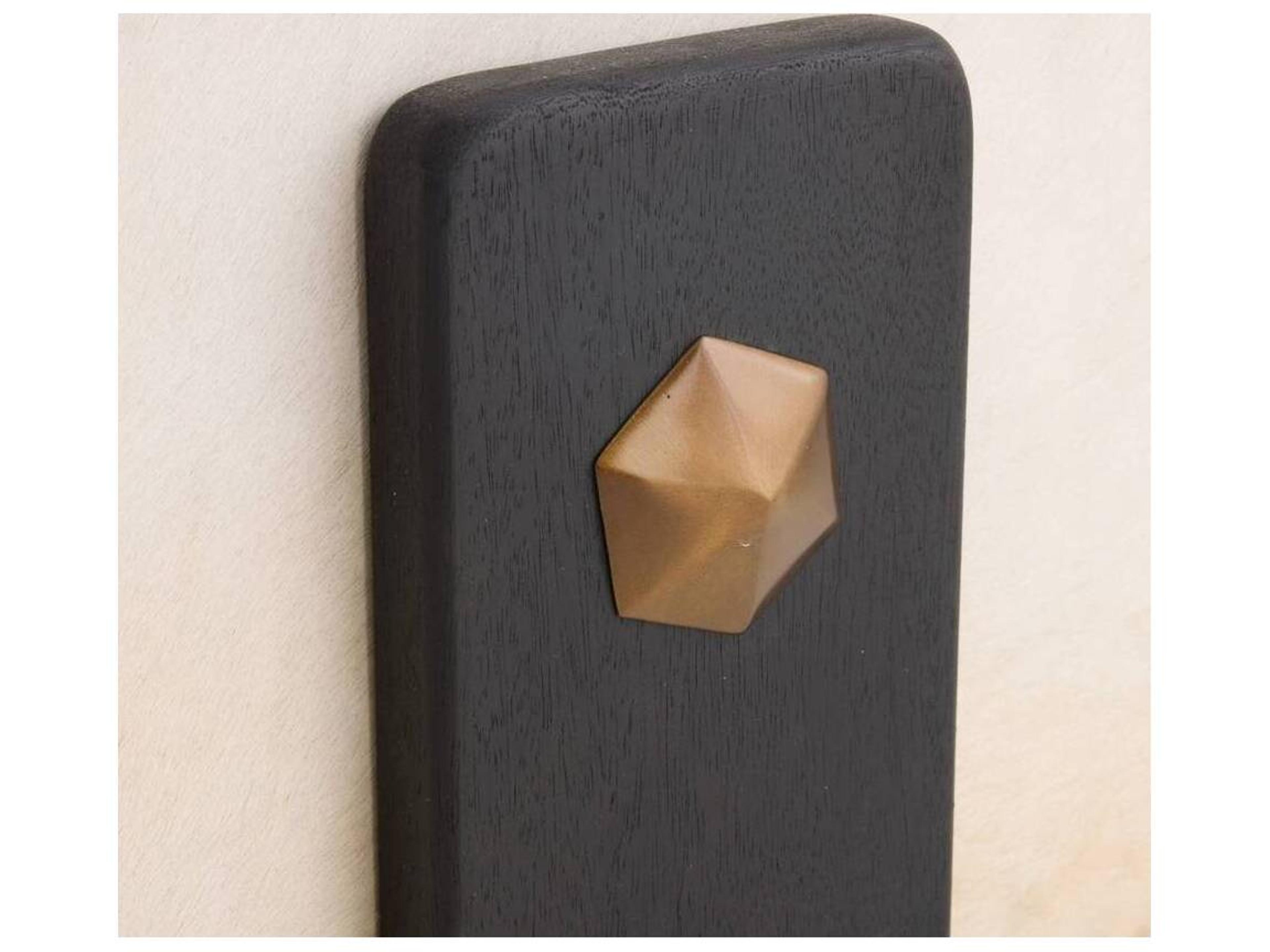 Arteriors Home Ivonne White Ebony Antique Brass Black Leather Ottoman