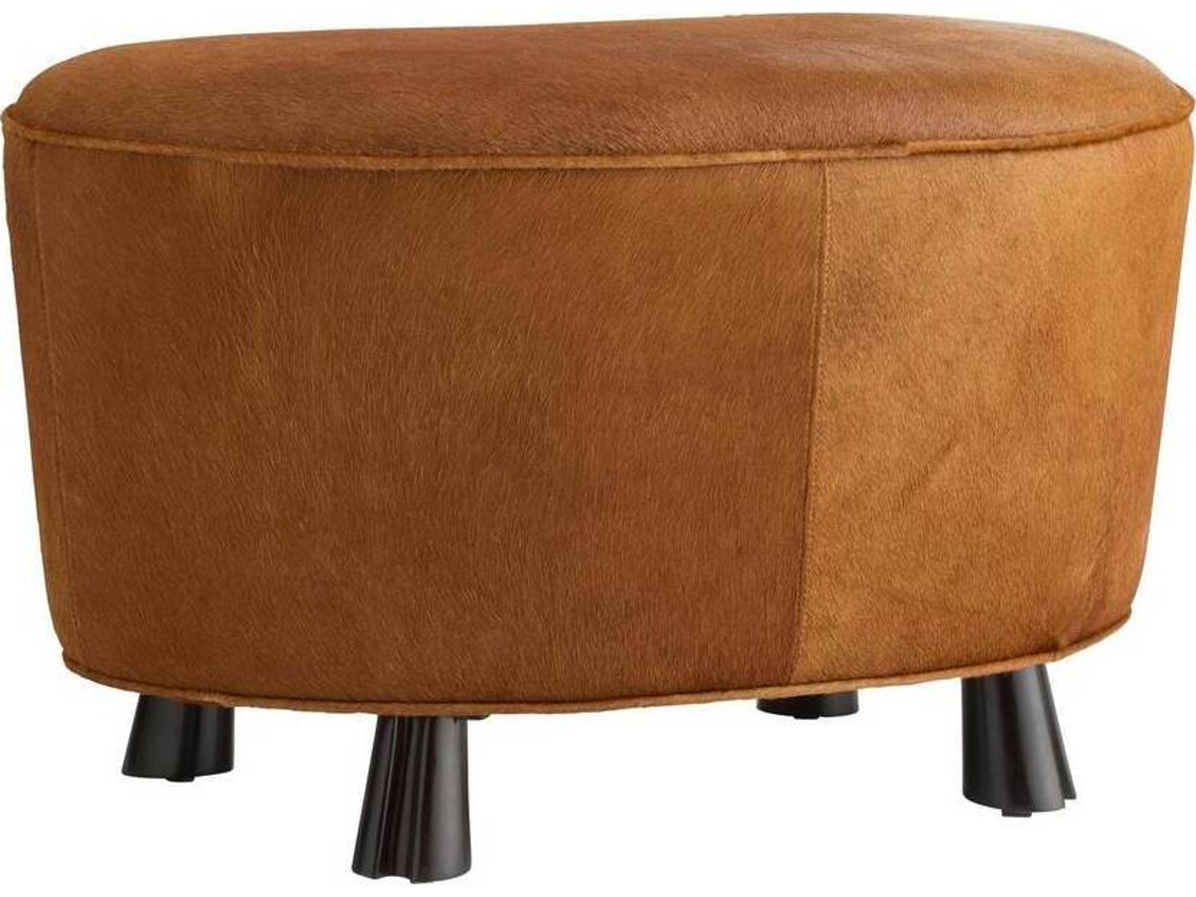 Arteriors Home Koda Brown Ebony Black Leather Ottoman