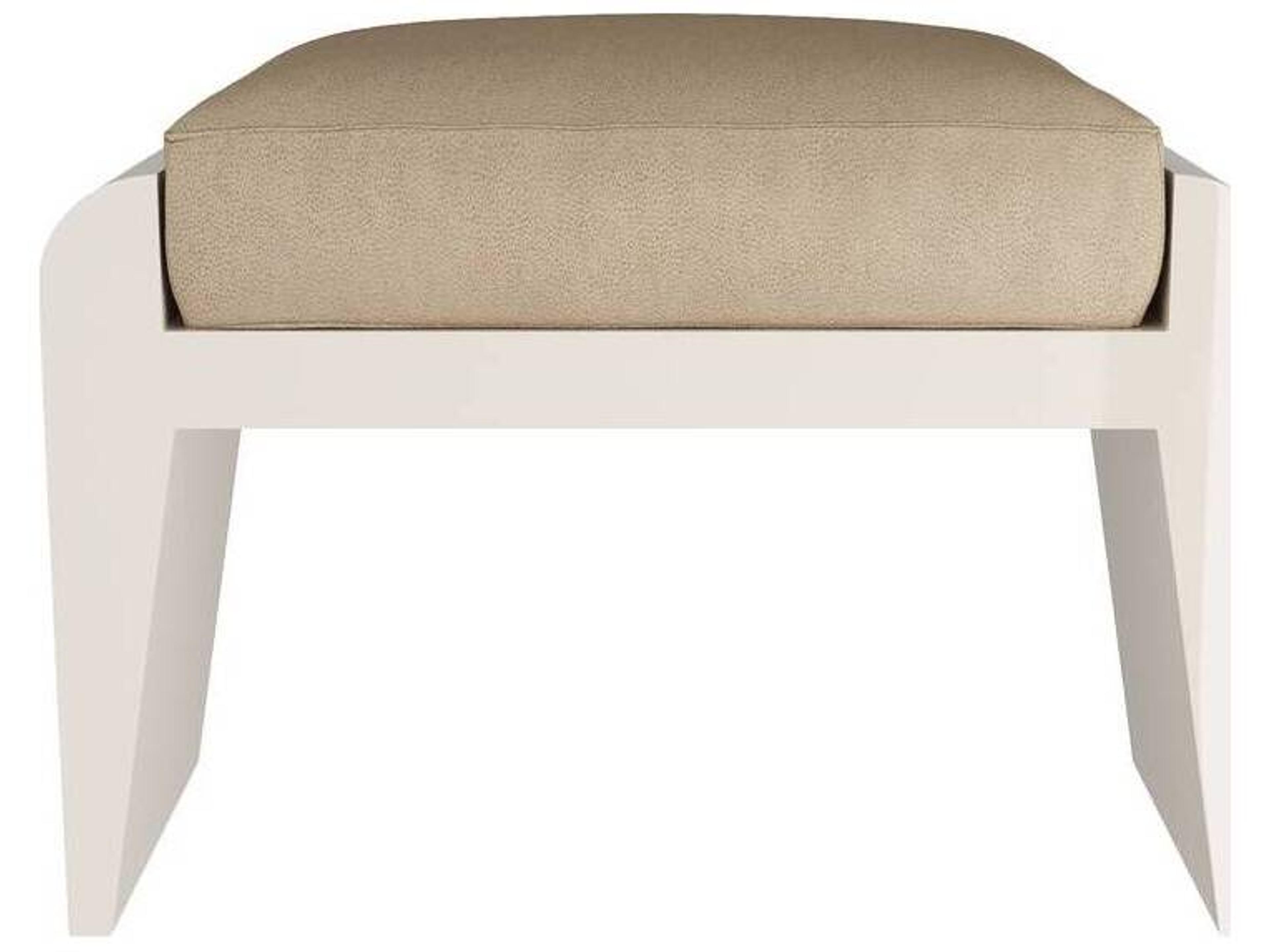 Alanna Ottoman in Sand Faux Leather
