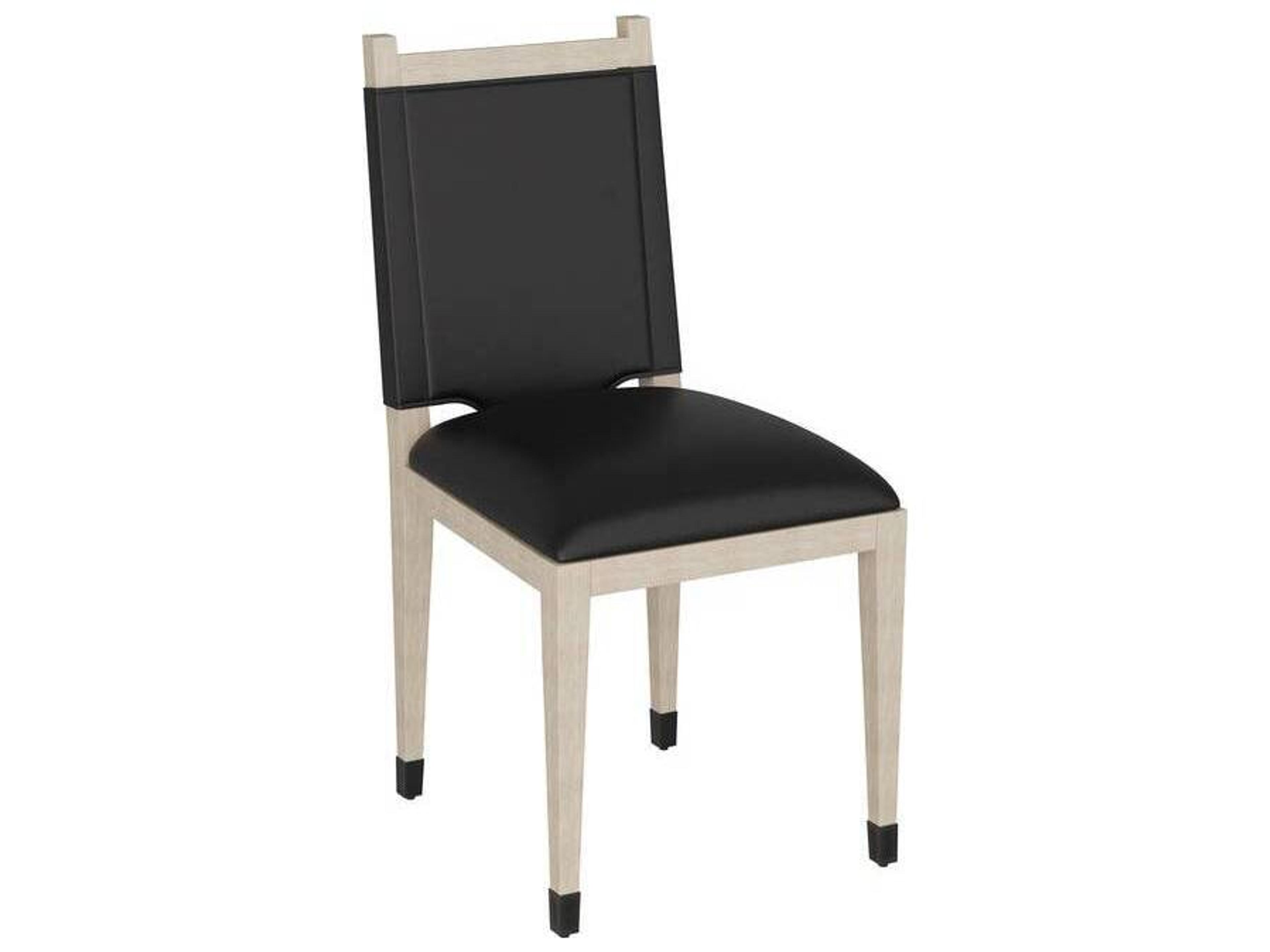 Beech Wood Black Leather Armless Dining Chair