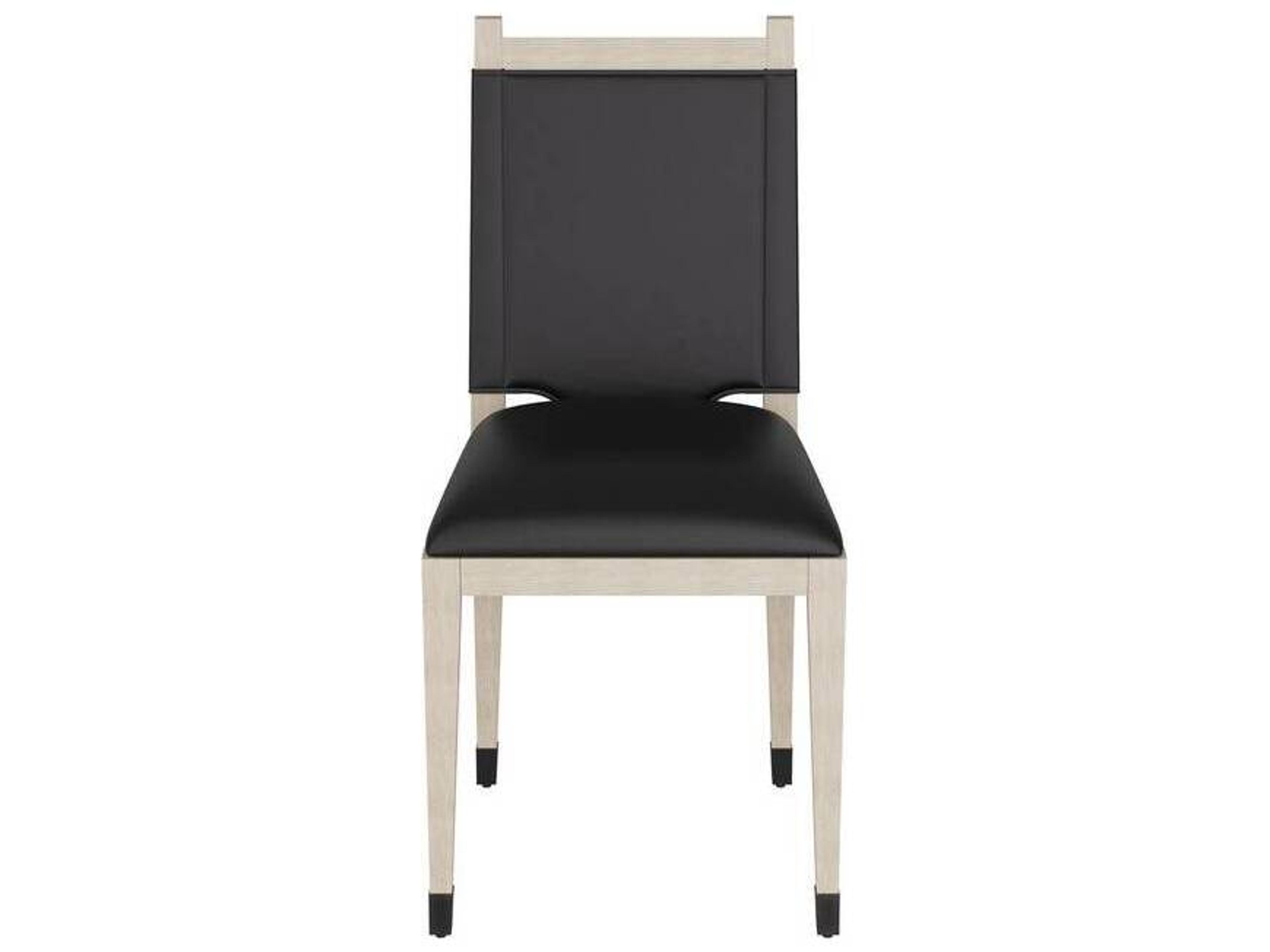 Arteriors Home Beech Wood Black Leather Armless Dining Chair