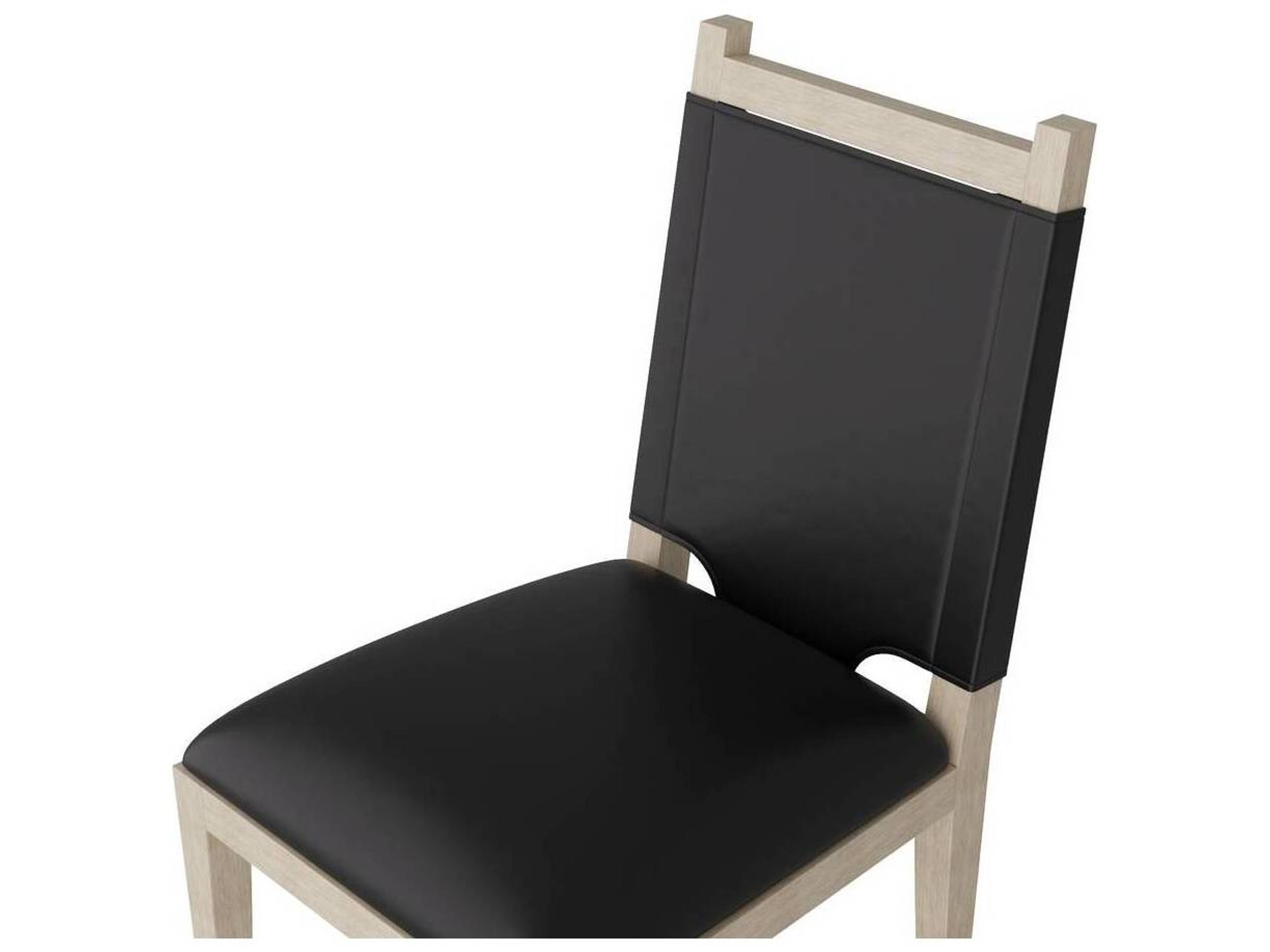 Arteriors Home Beech Wood Black Leather Armless Dining Chair