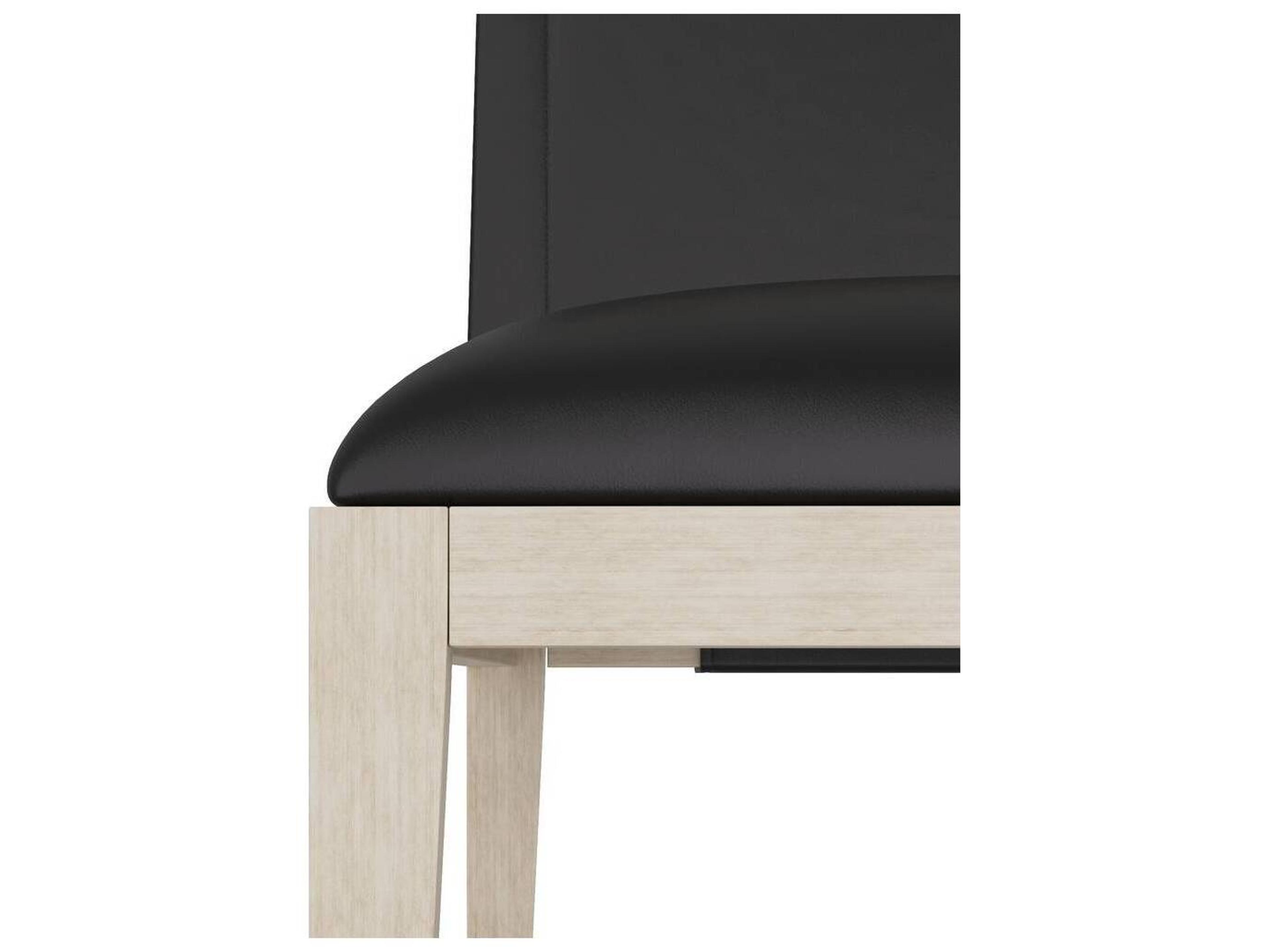 Arteriors Home Beech Wood Black Leather Armless Dining Chair