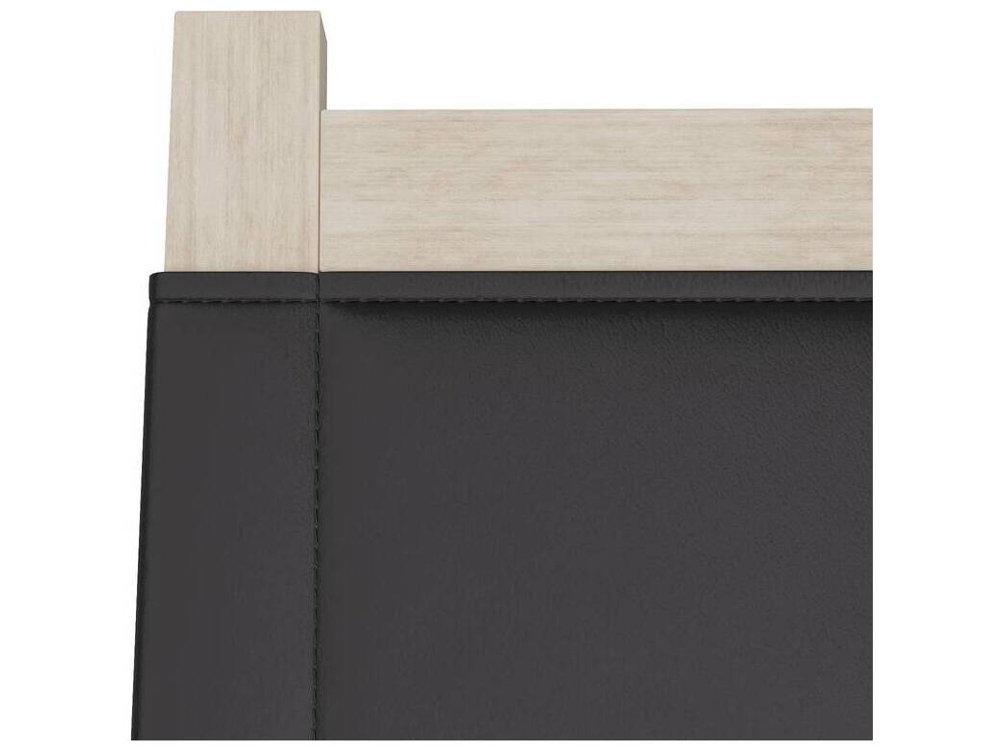 Arteriors Home Beech Wood Black Leather Armless Dining Chair