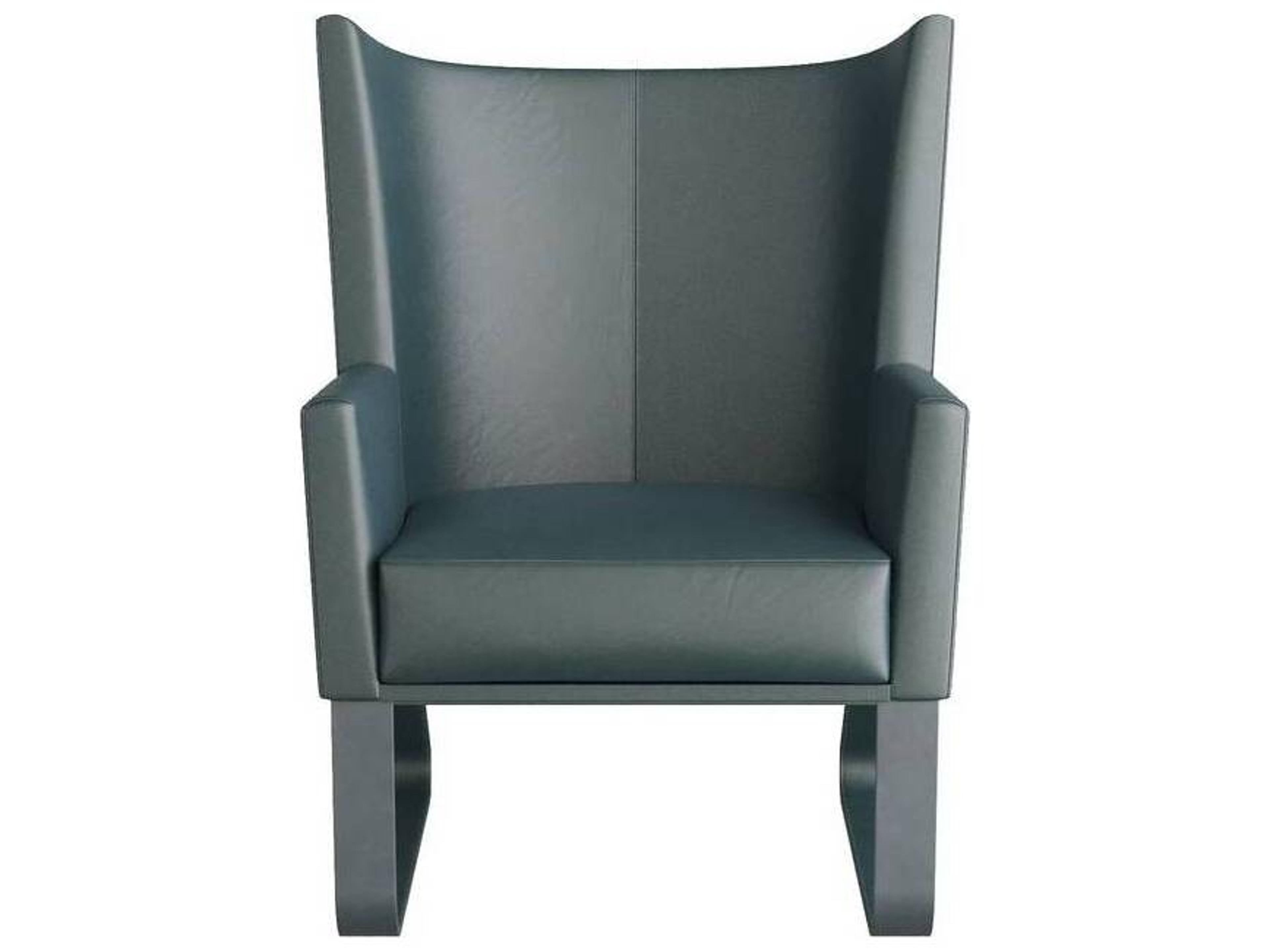 Bleu Wingback Chair in Storm Leather
