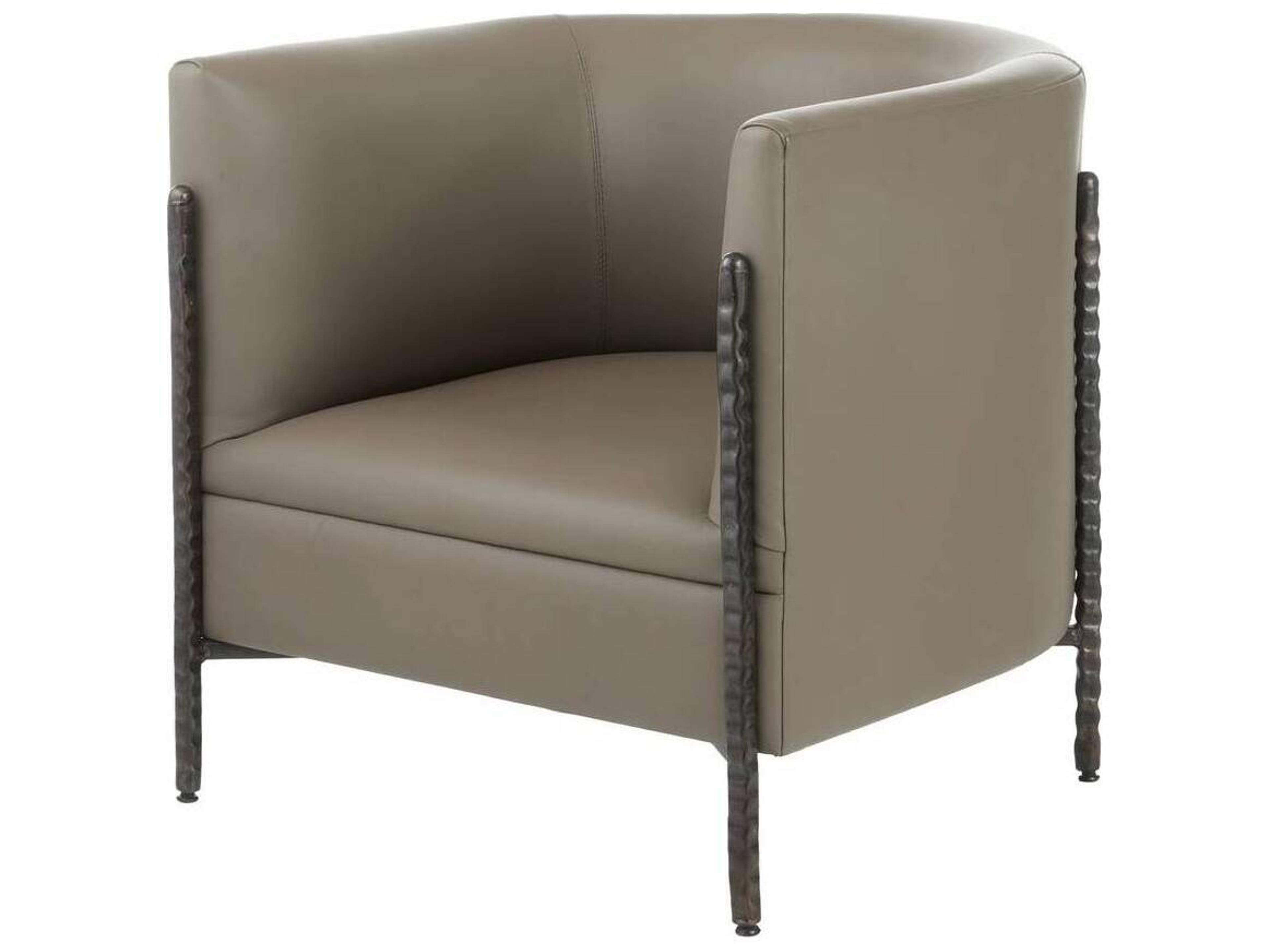 Escondido Lounge Chair Dove Leather and Bronze