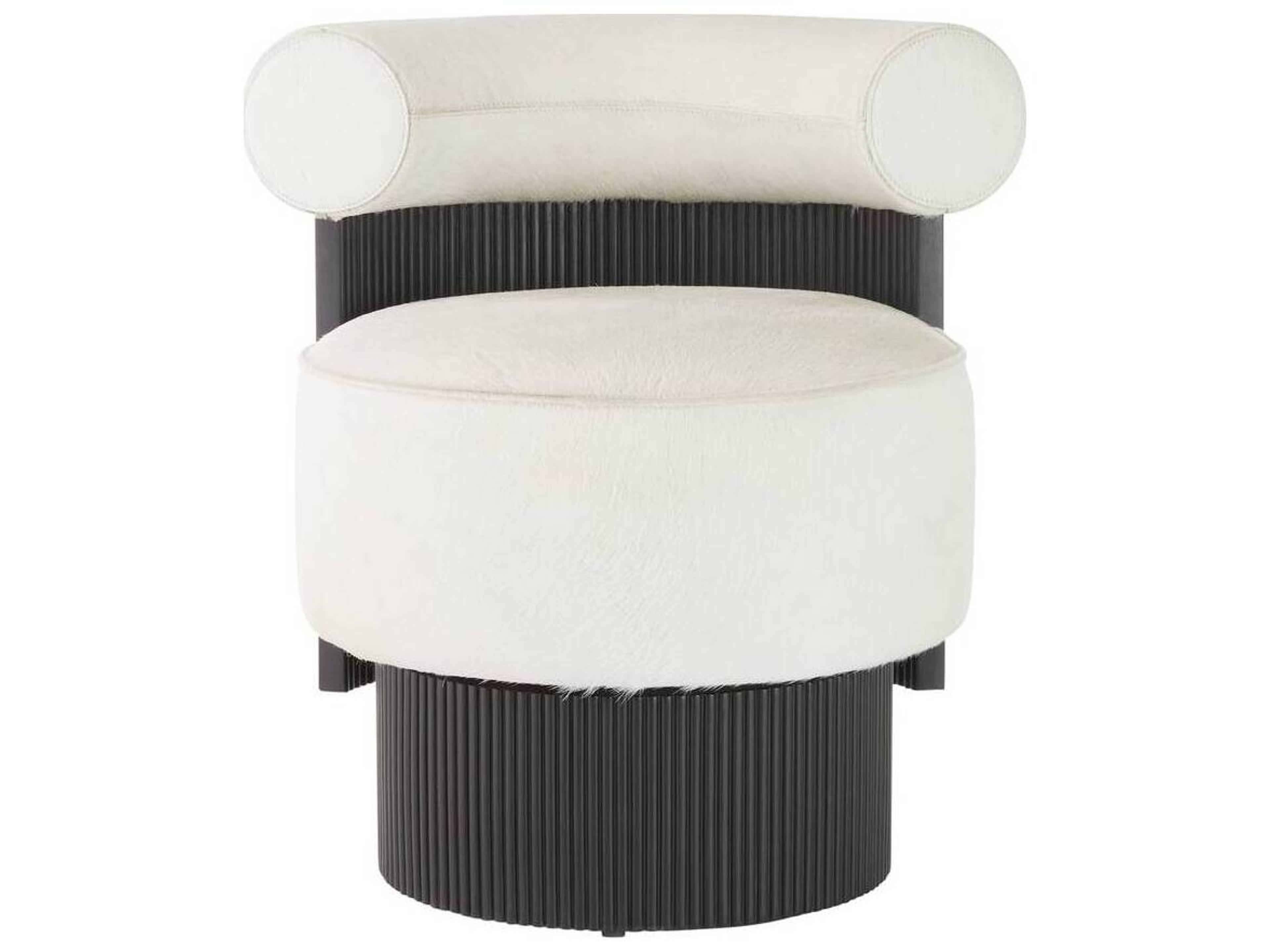 Arteriors Home Swivel White Leather Accent Chair Erhart