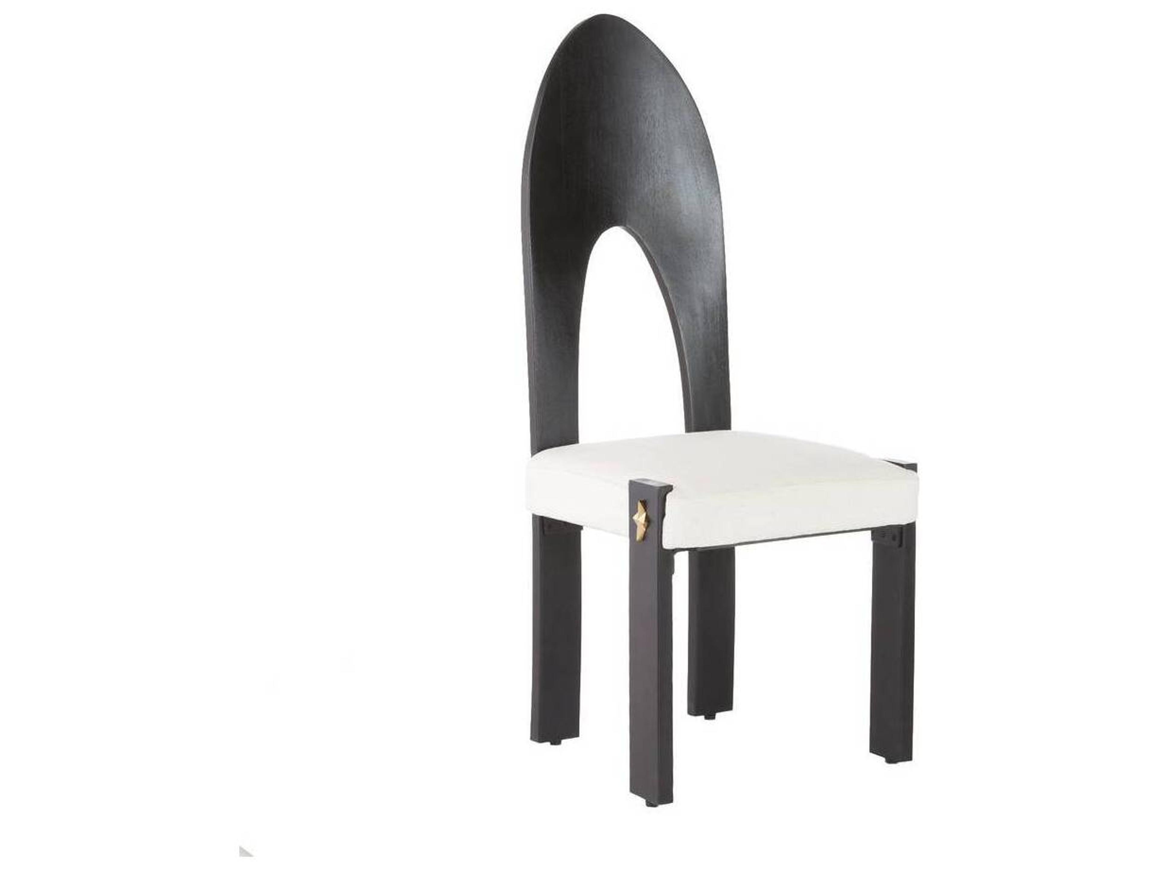 Arteriors Home Durango Mango Wood Black Upholstered Armless Dining Chair