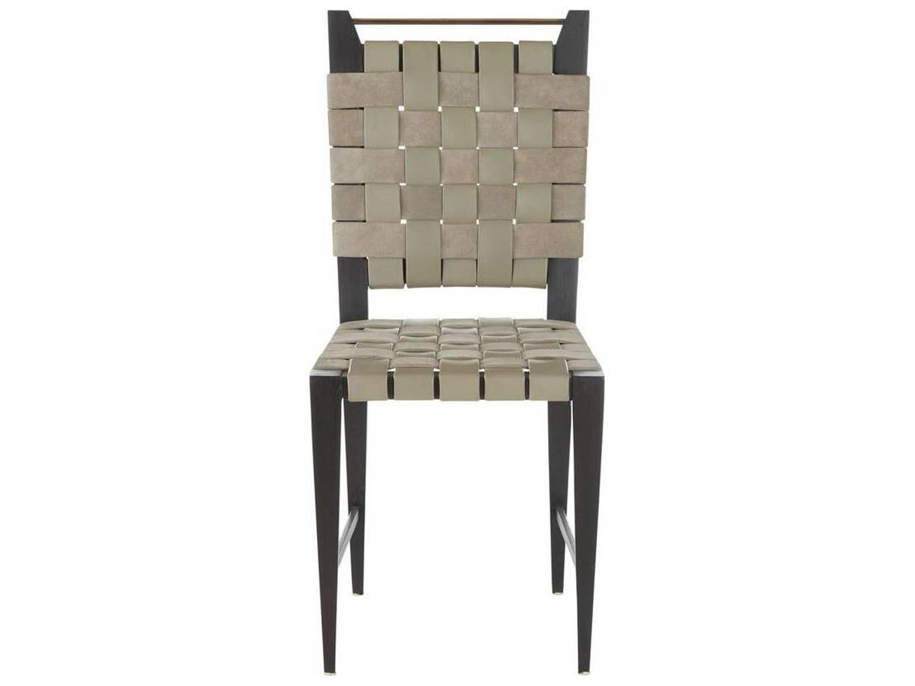Arteriors Home Lakewood Beech Wood Gray Leather Armless Dining Chair