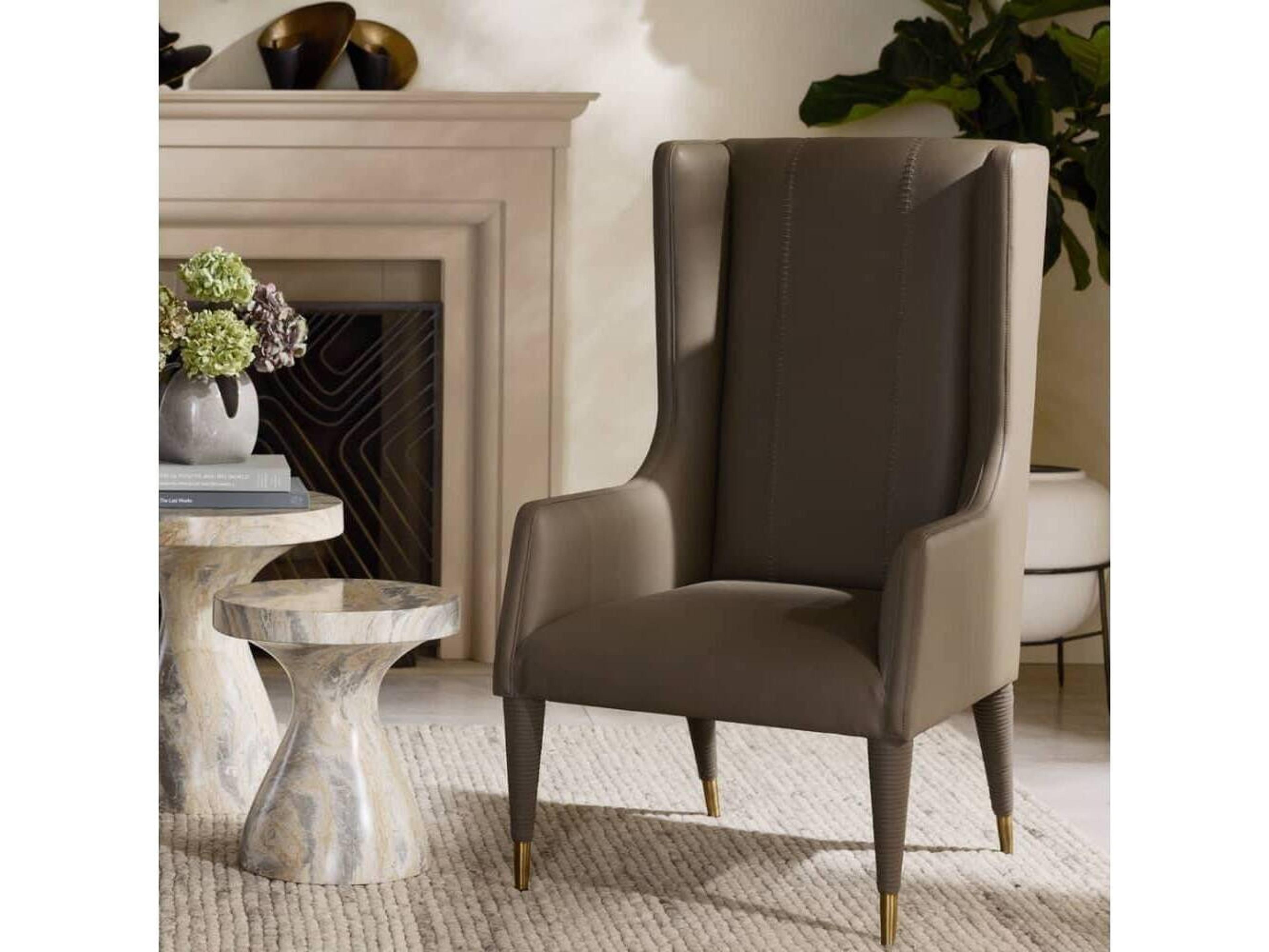 Arteriors Home Beige Leather Accent Chair Hawthorne