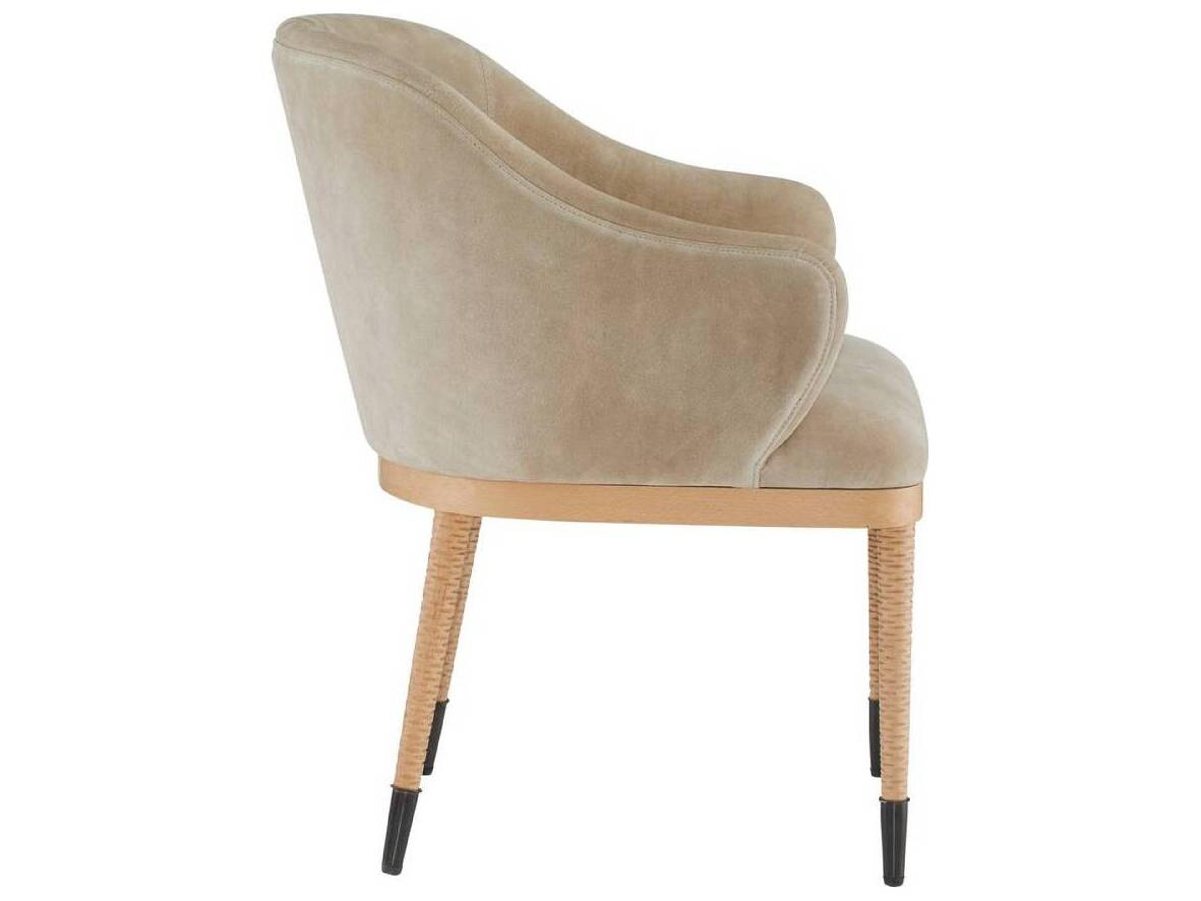 Arteriors Home Hershel Beech Wood Beige Suede Upholstered Arm Dining Chair