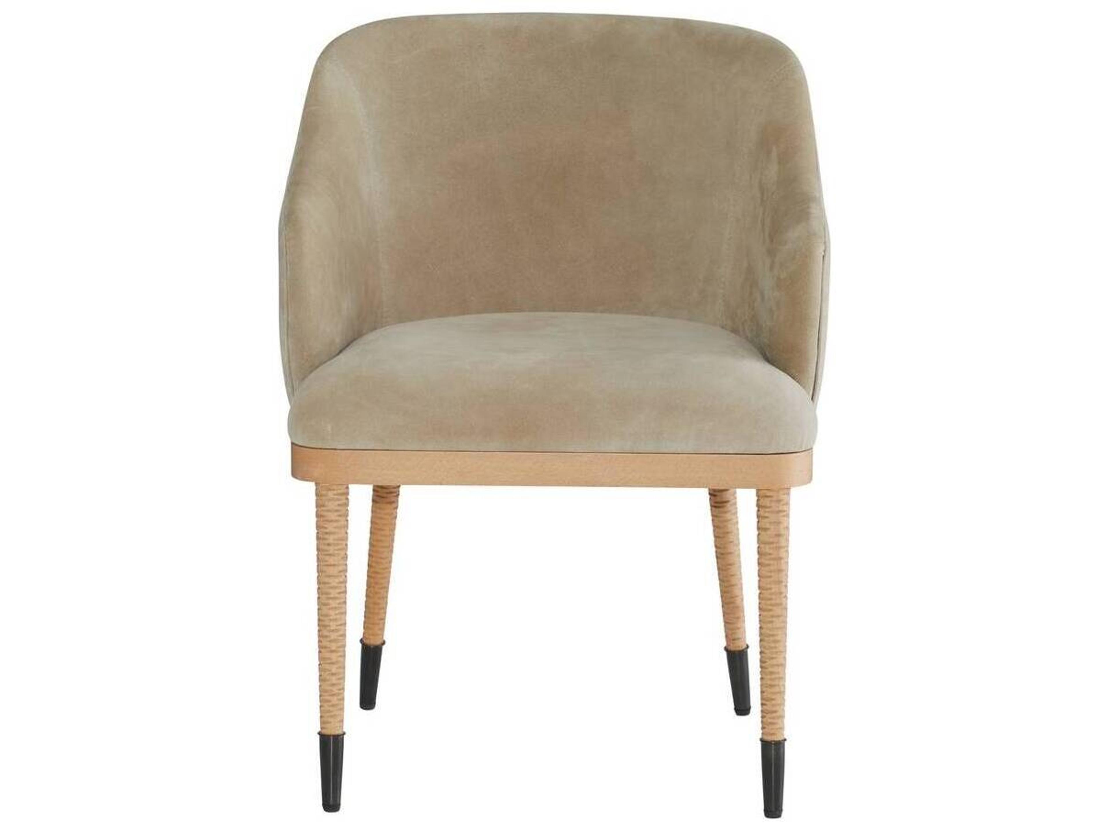 Arteriors Home Hershel Beech Wood Beige Suede Upholstered Arm Dining Chair