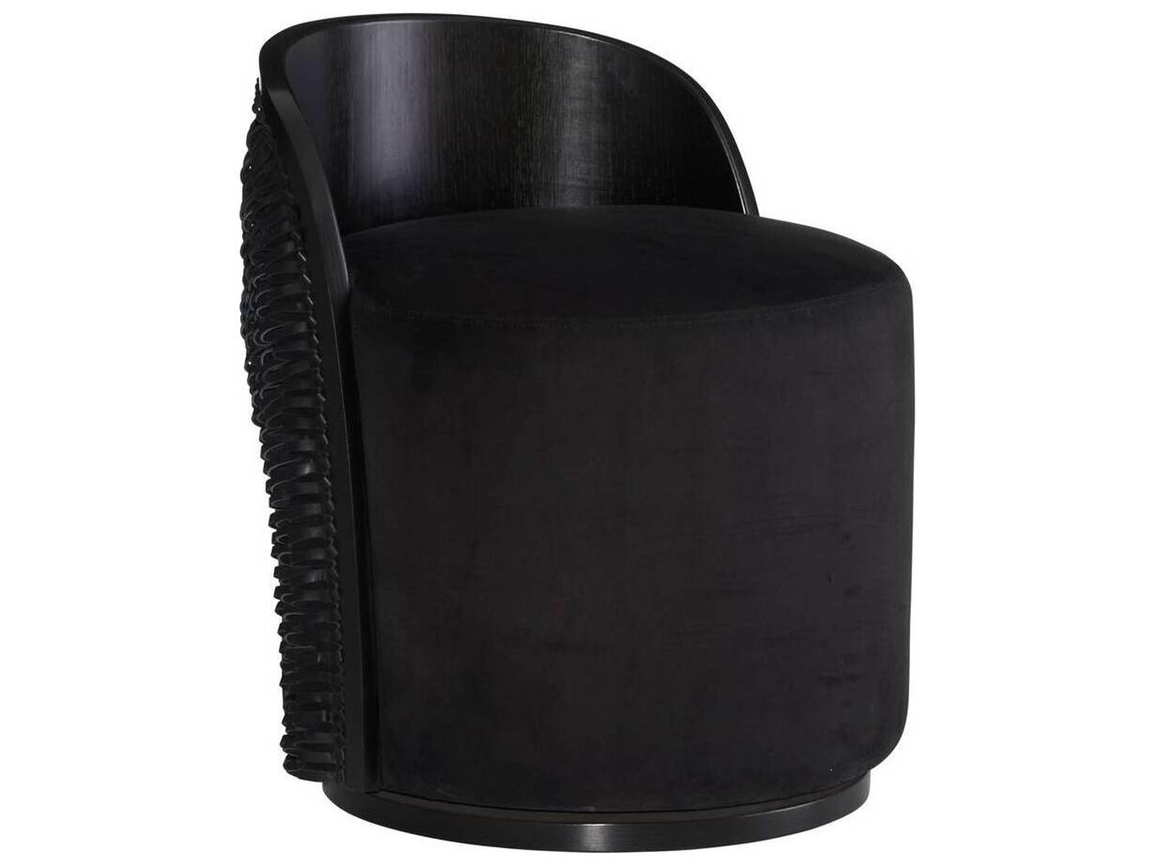 Arteriors Home Swivel Black Suede Accent Chair Gretel