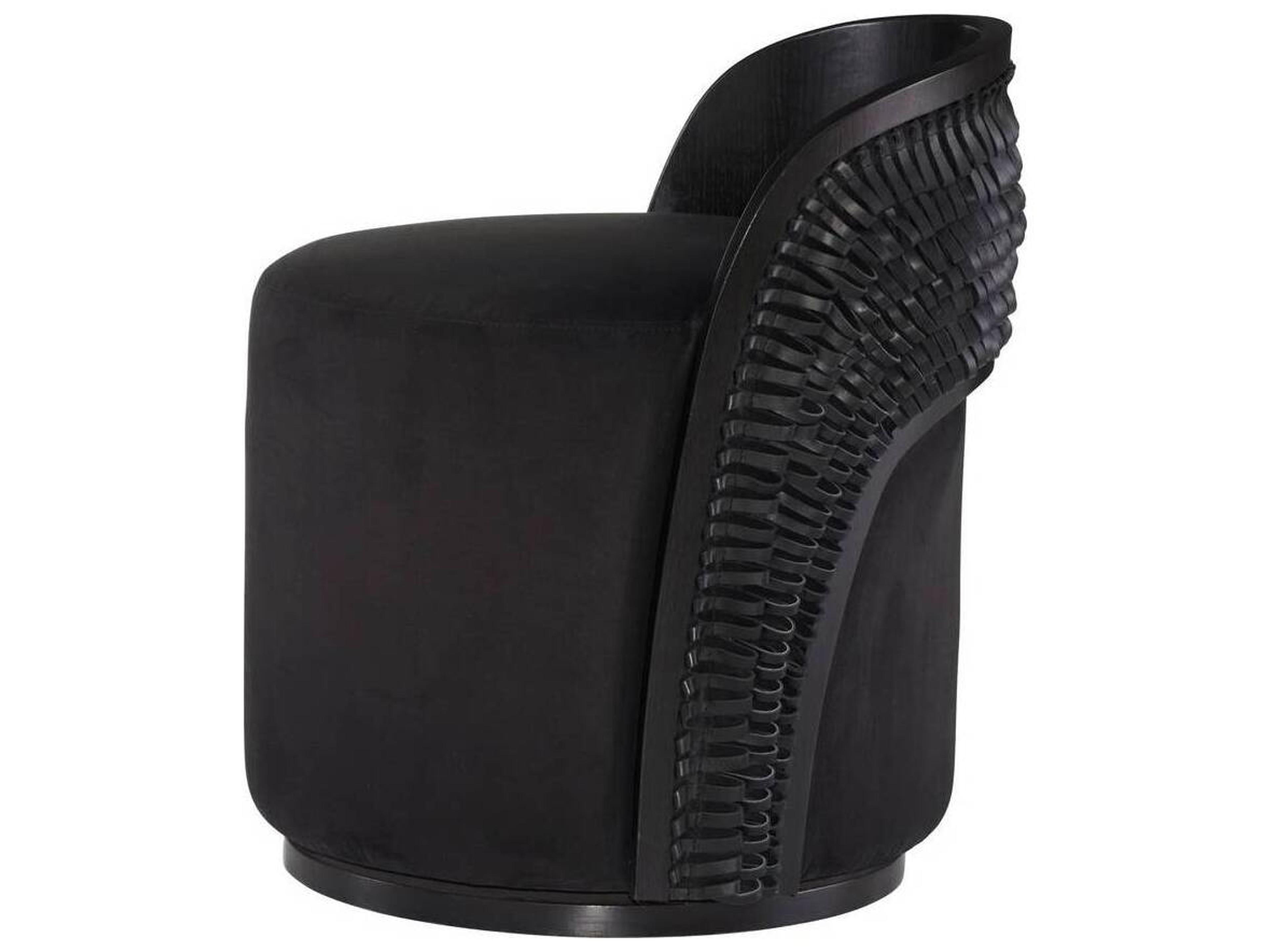 Arteriors Home Swivel Black Suede Accent Chair Gretel