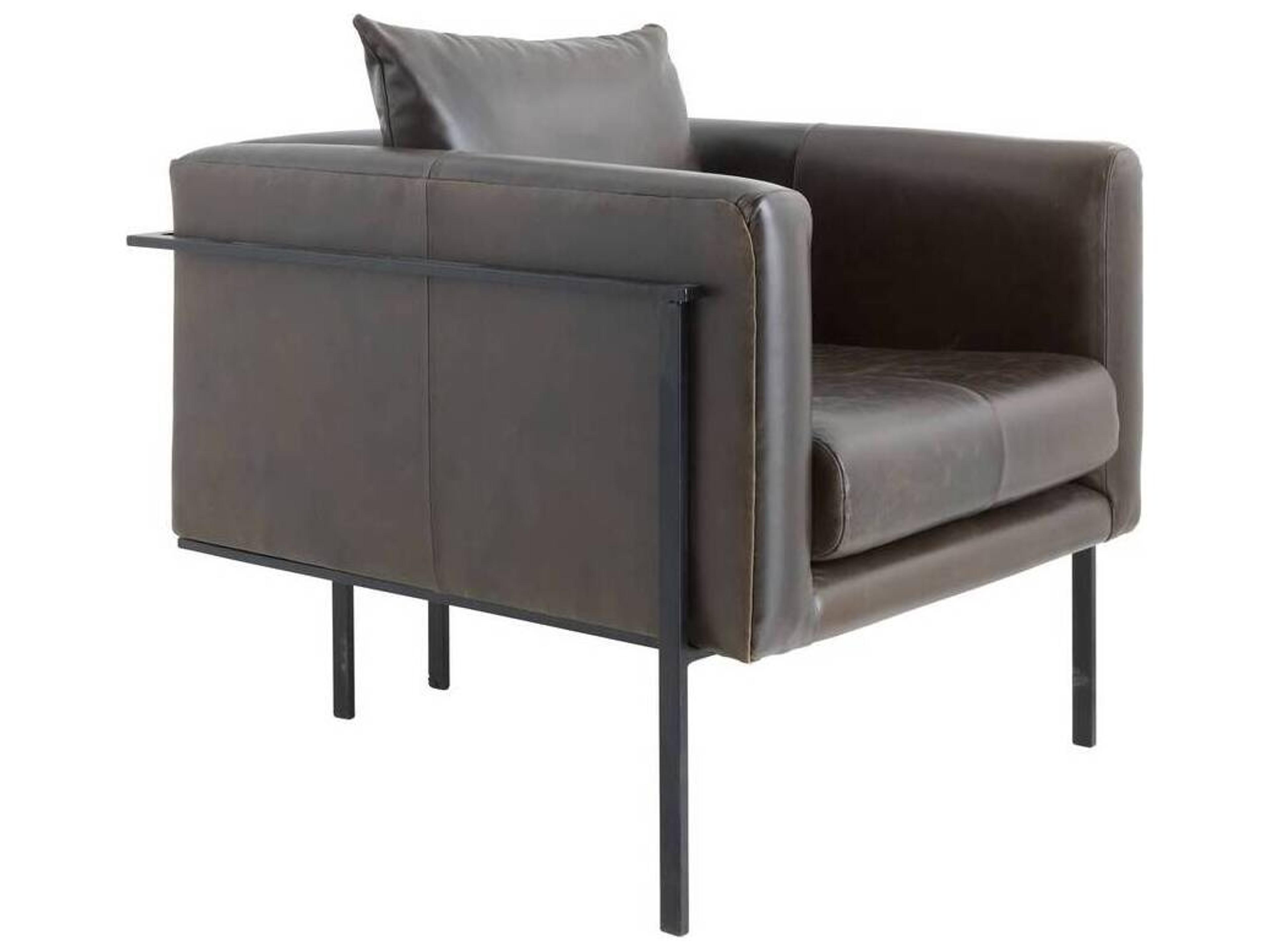 Arteriors Home Black Leather Accent Chair Giroud