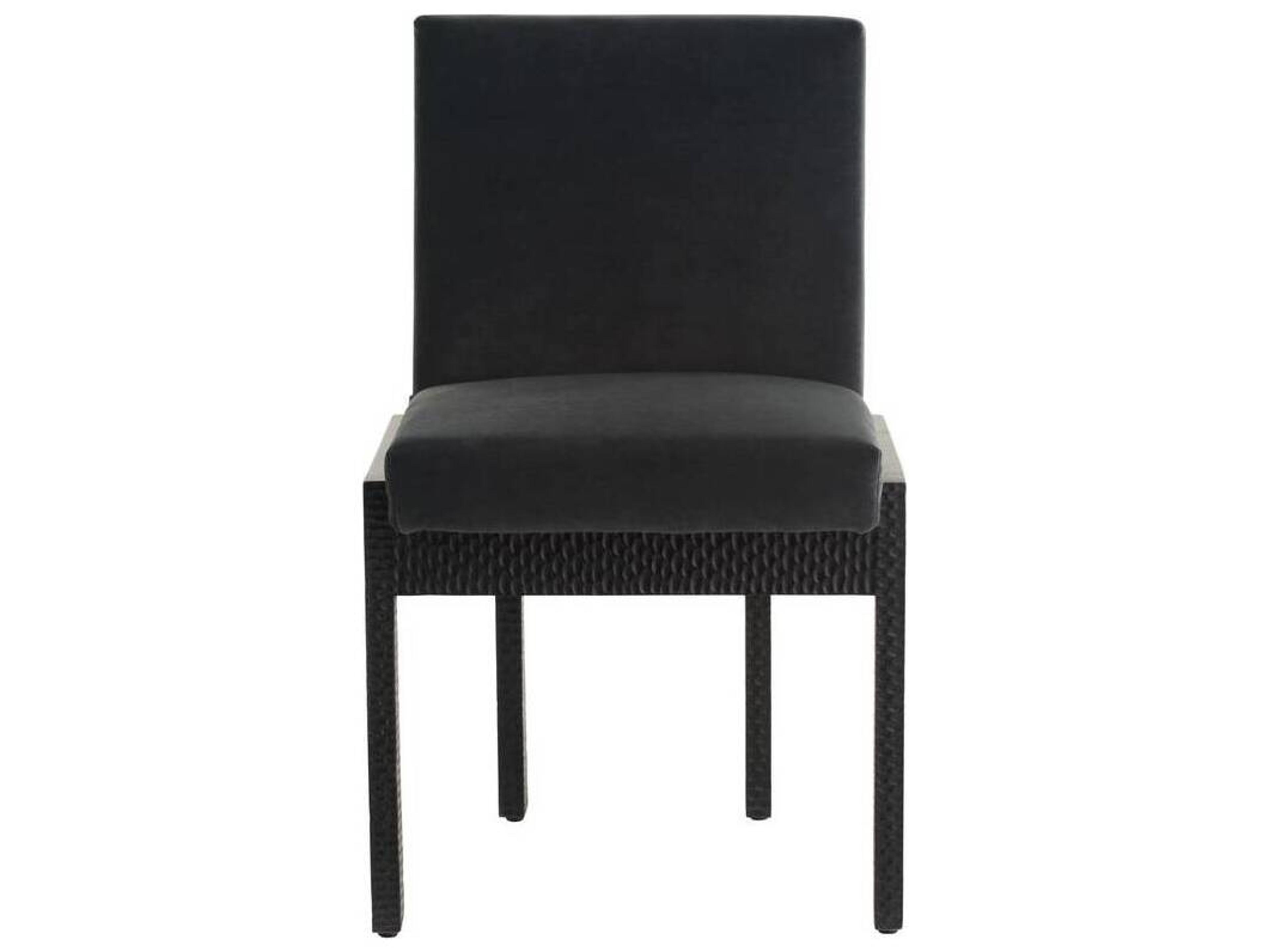 Arteriors Home Mango Wood Black Velvet Upholstered Arm Dining Chair