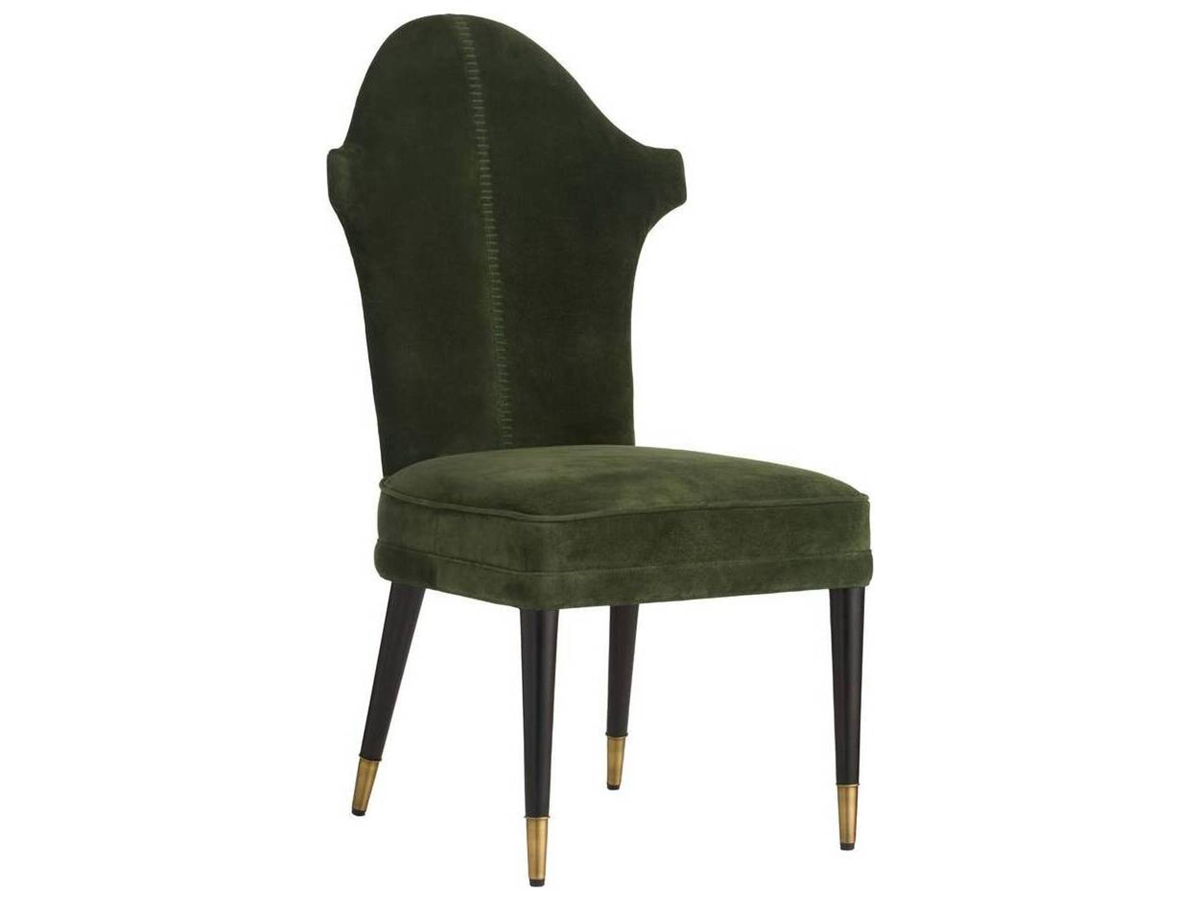Beech Wood Green Suede Upholstered Armless Dining Chair