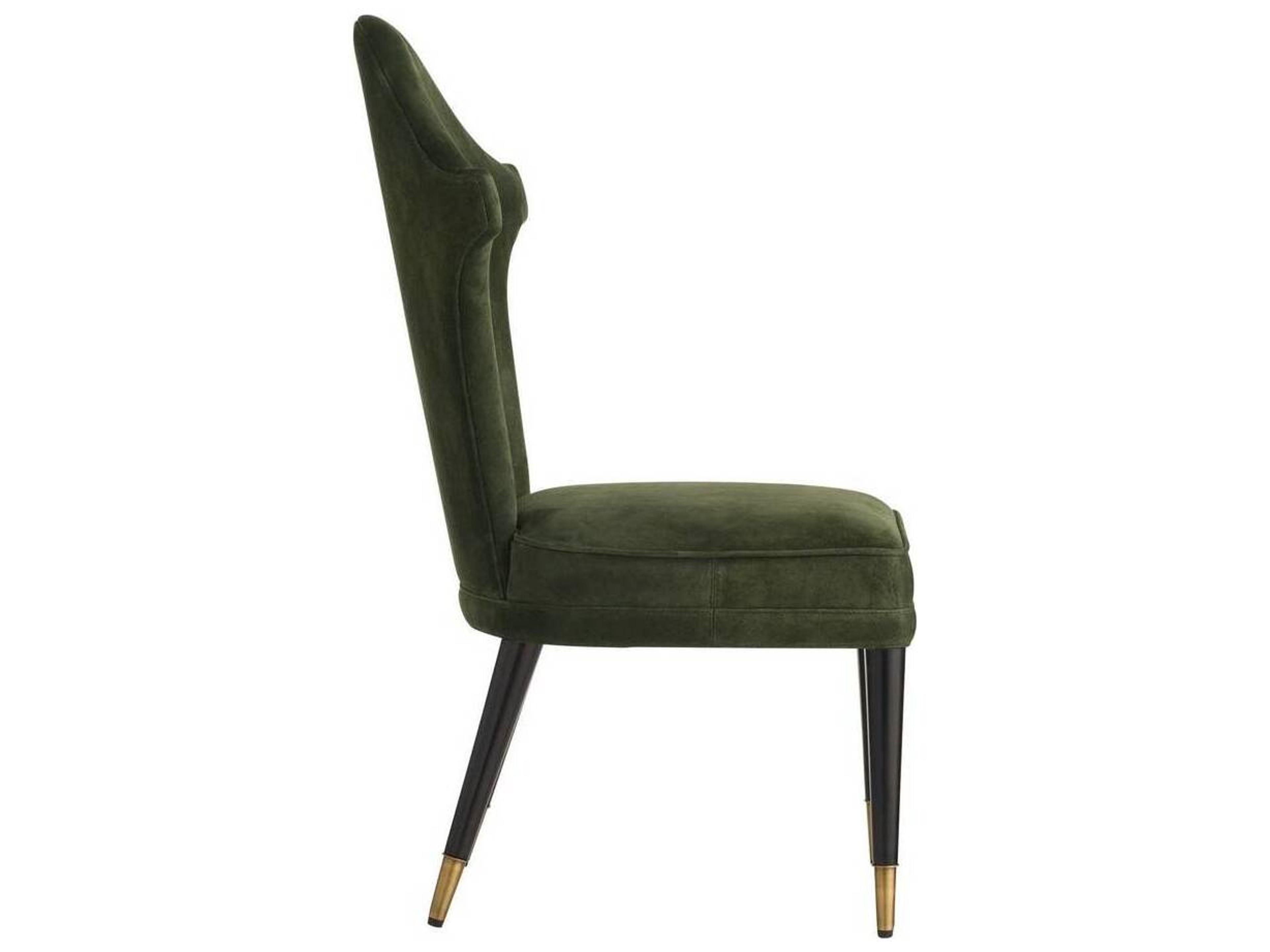 Arteriors Home Beech Wood Green Suede Upholstered Armless Dining Chair