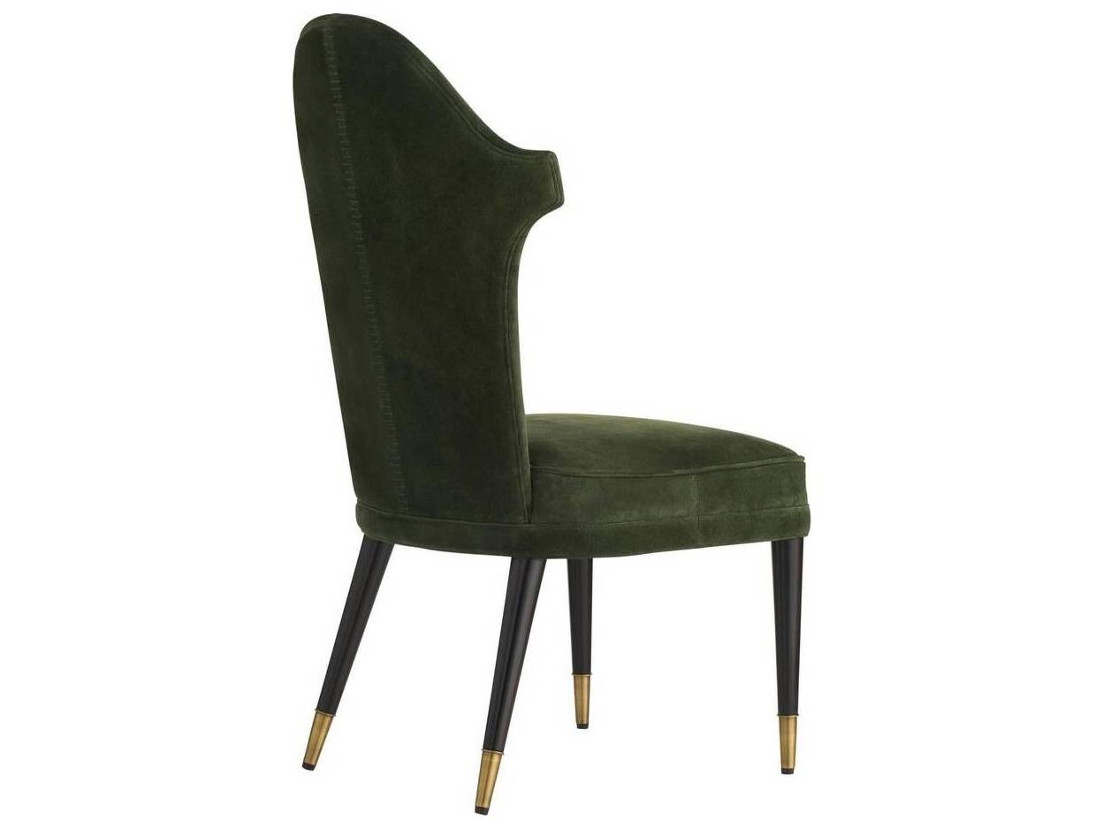 Arteriors Home Beech Wood Green Suede Upholstered Armless Dining Chair