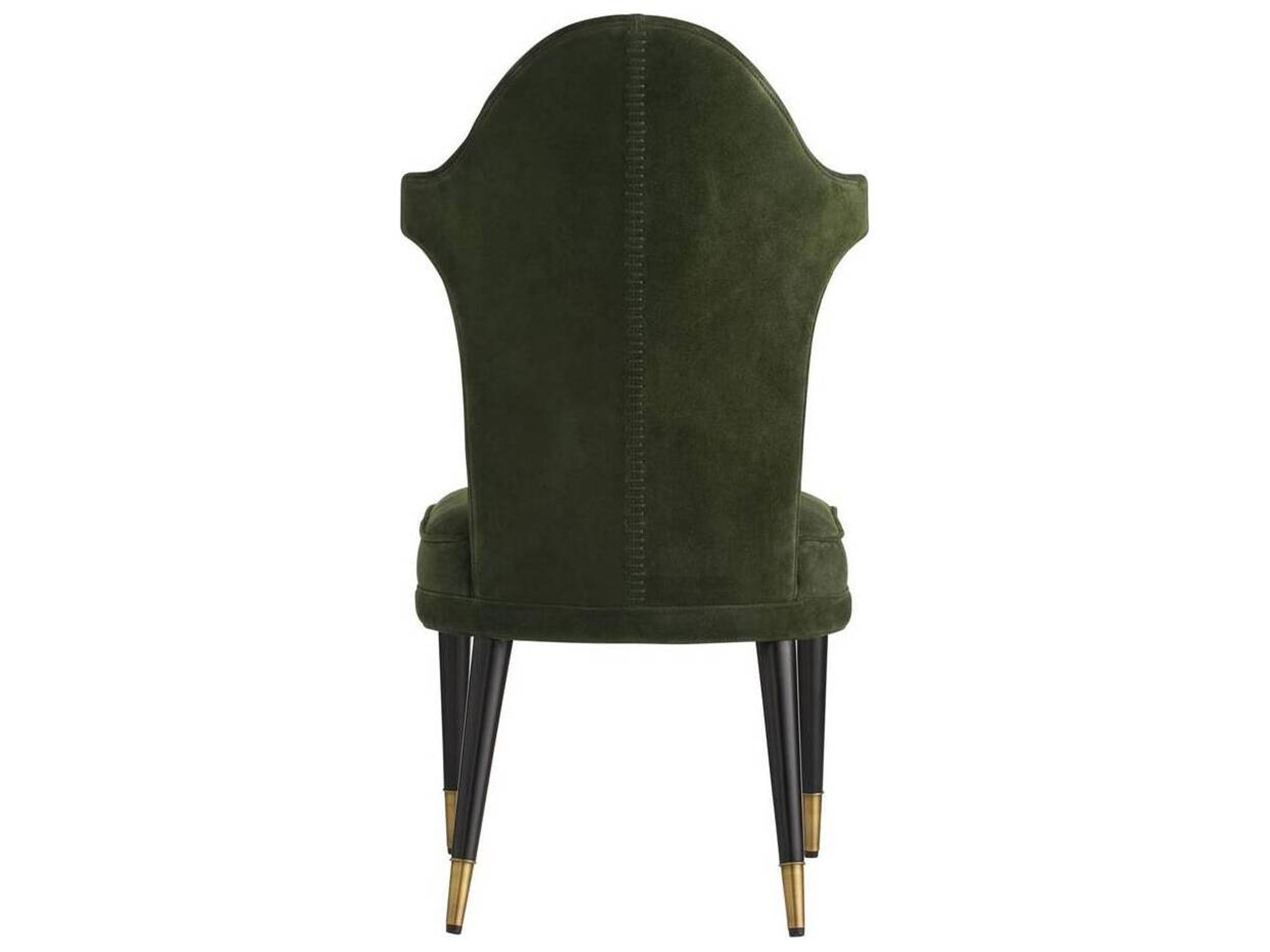 Arteriors Home Beech Wood Green Suede Upholstered Armless Dining Chair