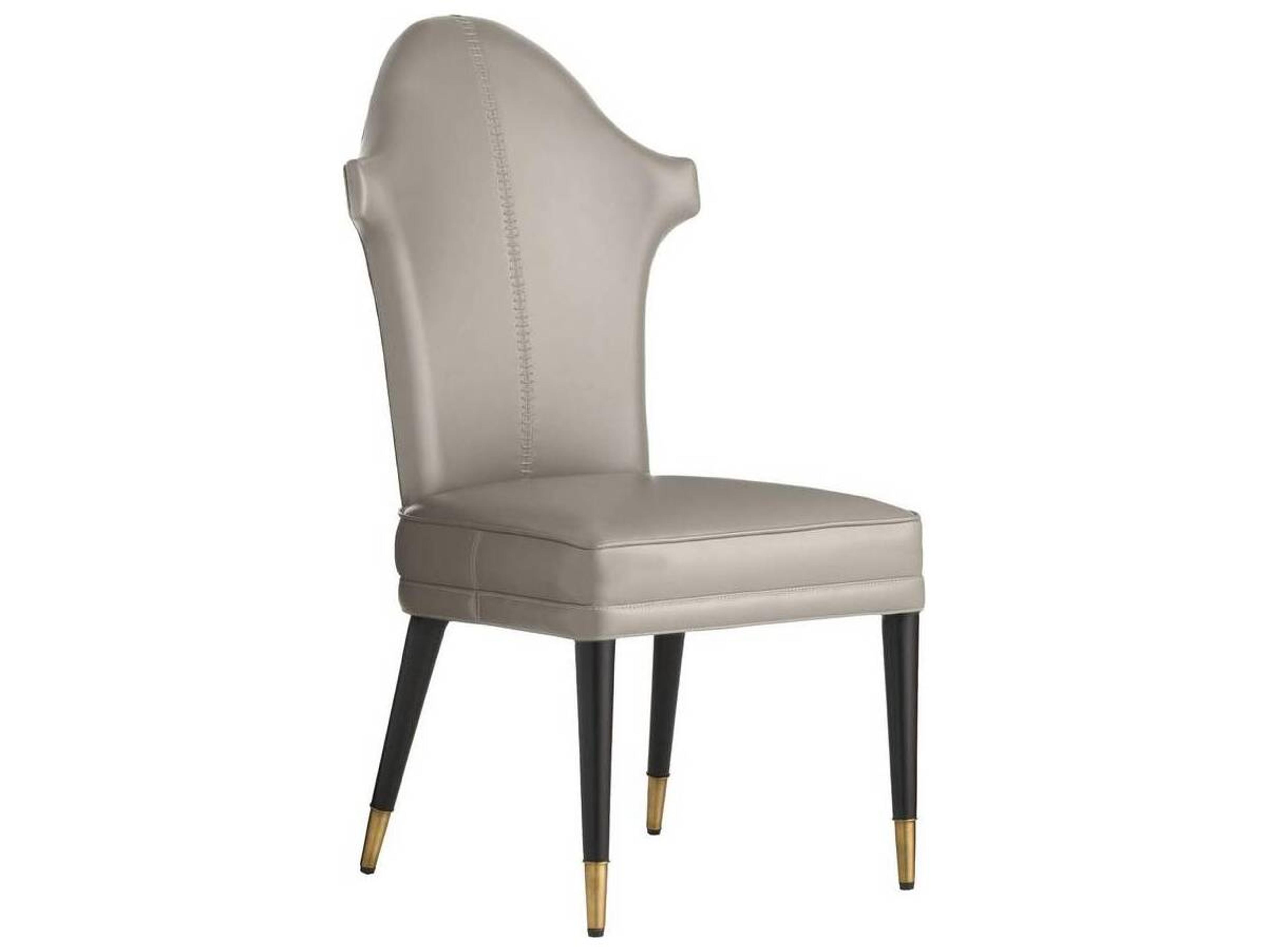Arteriors Home Beech Wood Gray Leather Armless Dining Chair