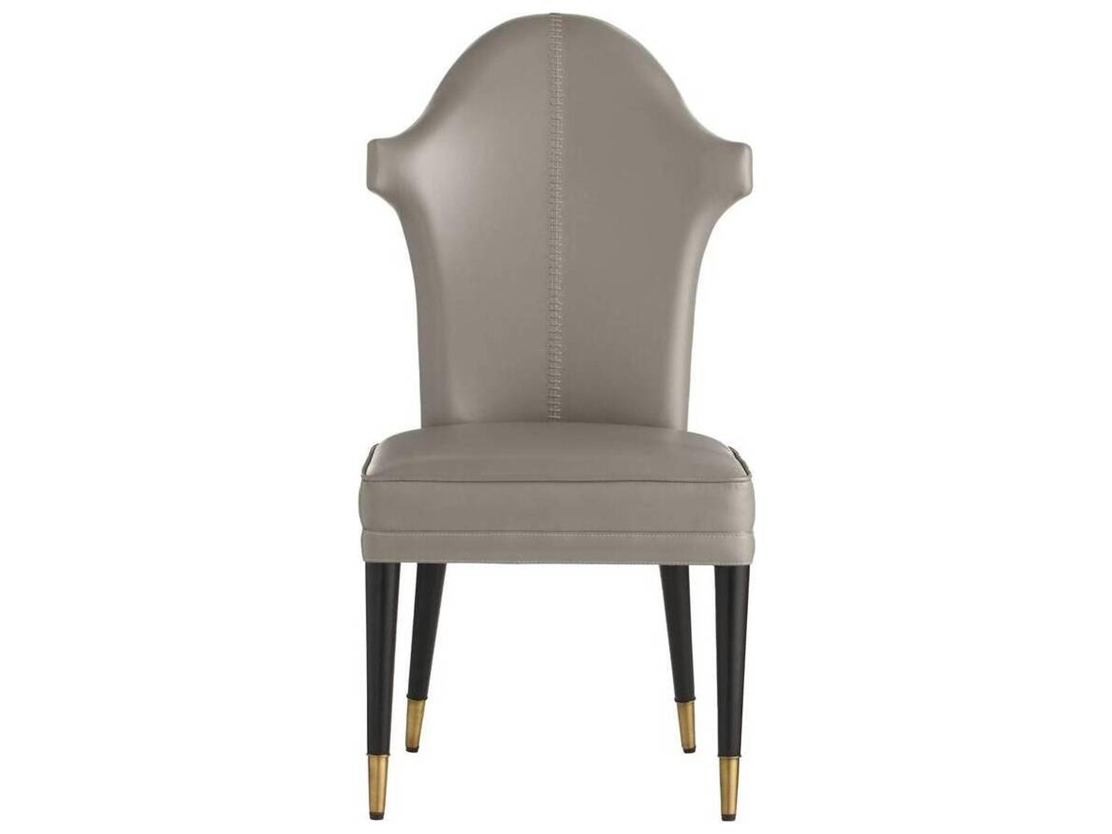 Arteriors Home Beech Wood Gray Leather Armless Dining Chair