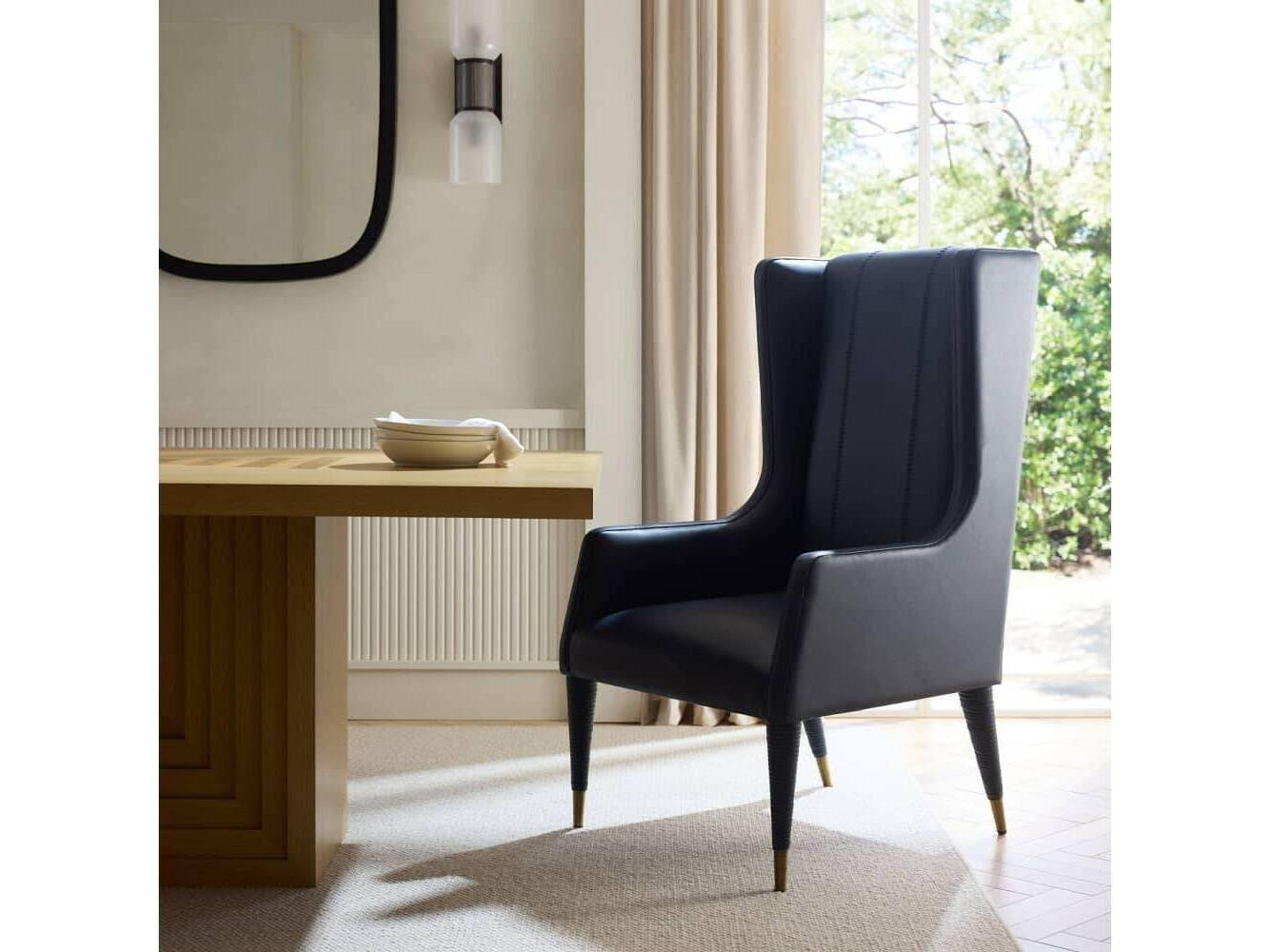 Arteriors Home Blue Leather Arm Dining Chair