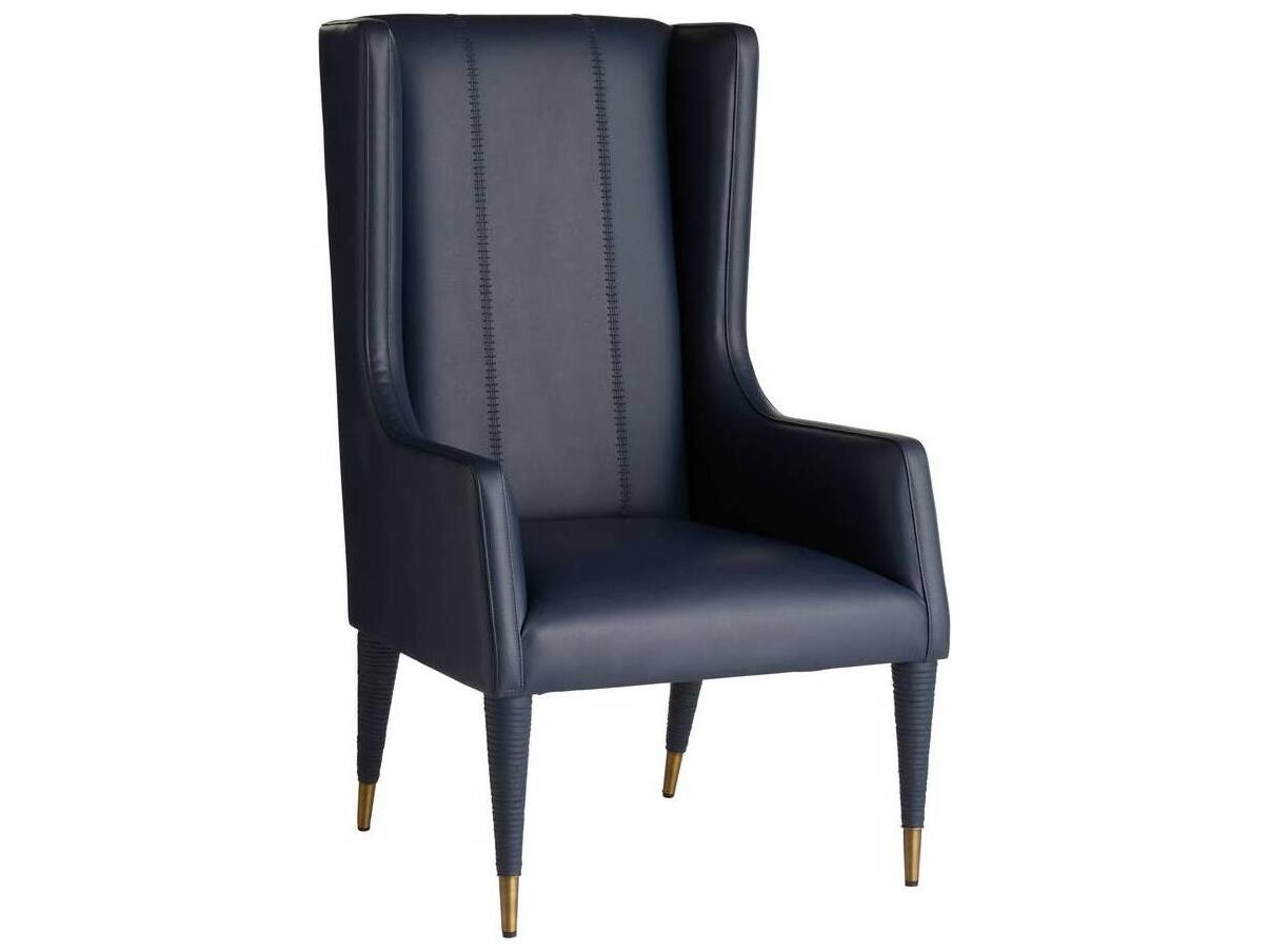 Blue Leather Arm Dining Chair