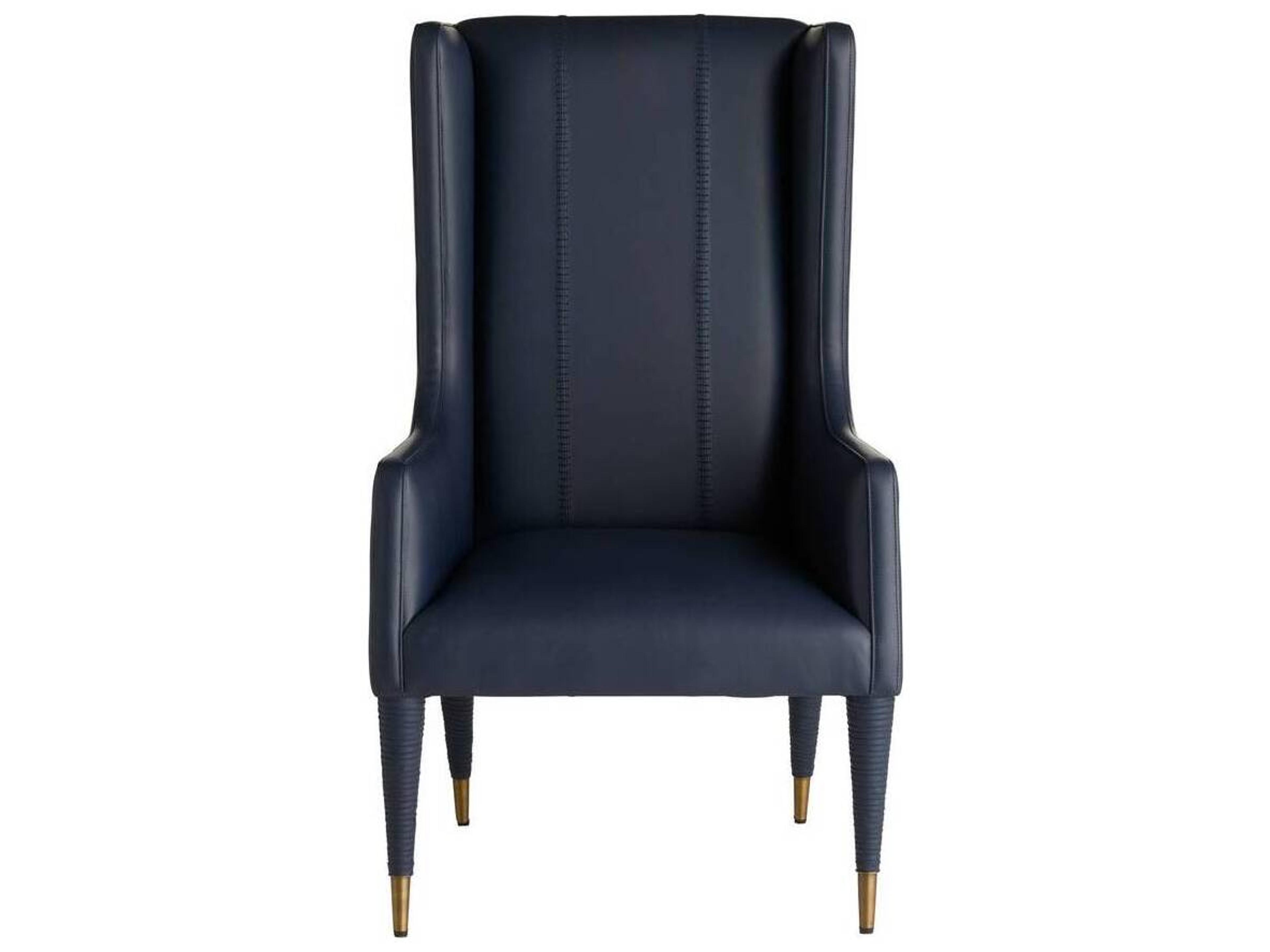 Arteriors Home Blue Leather Arm Dining Chair