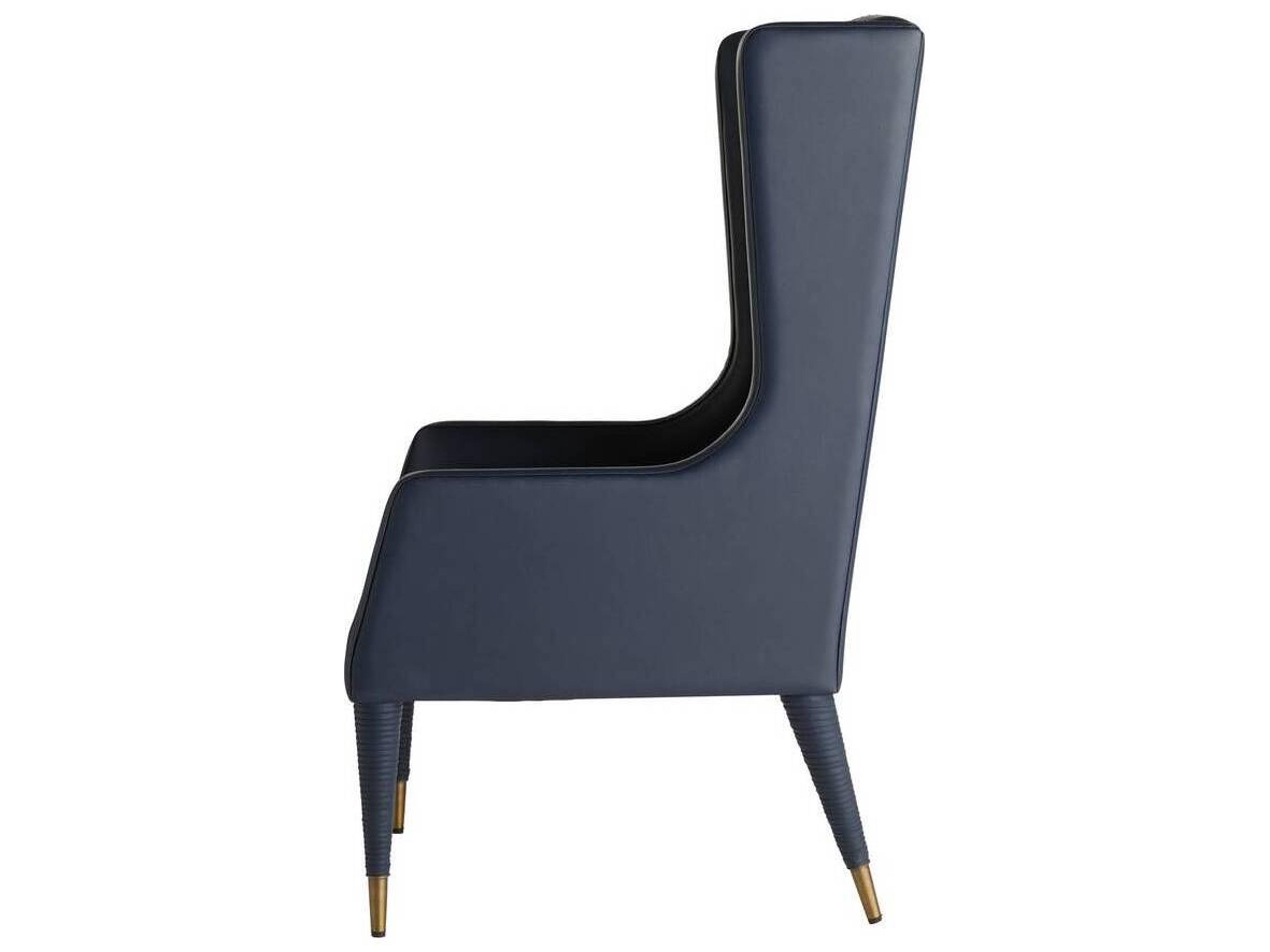 Arteriors Home Blue Leather Arm Dining Chair