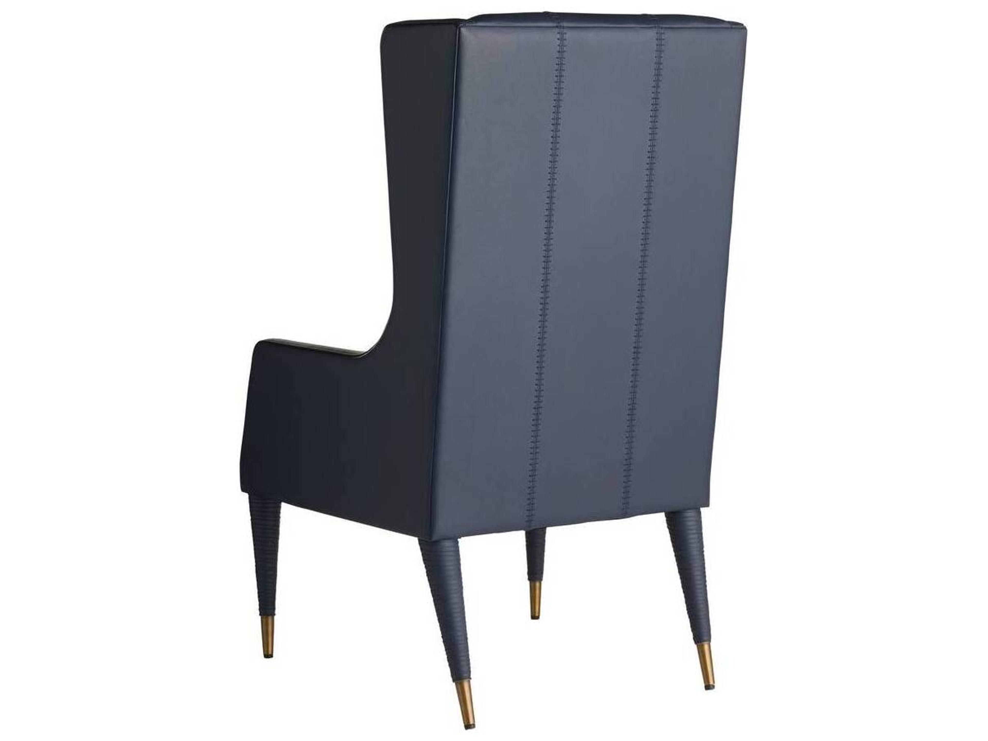 Arteriors Home Blue Leather Arm Dining Chair