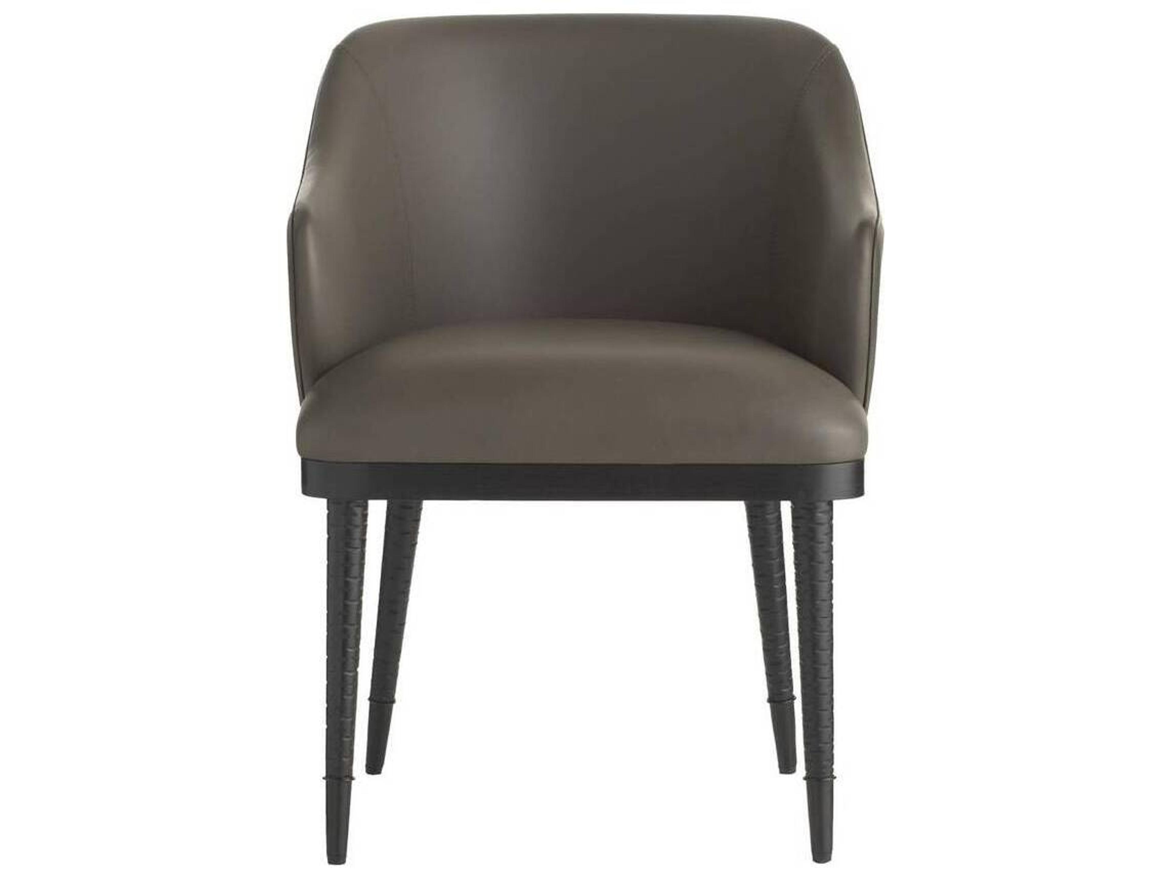 Arteriors Home Beech Wood Gray Leather Arm Dining Chair