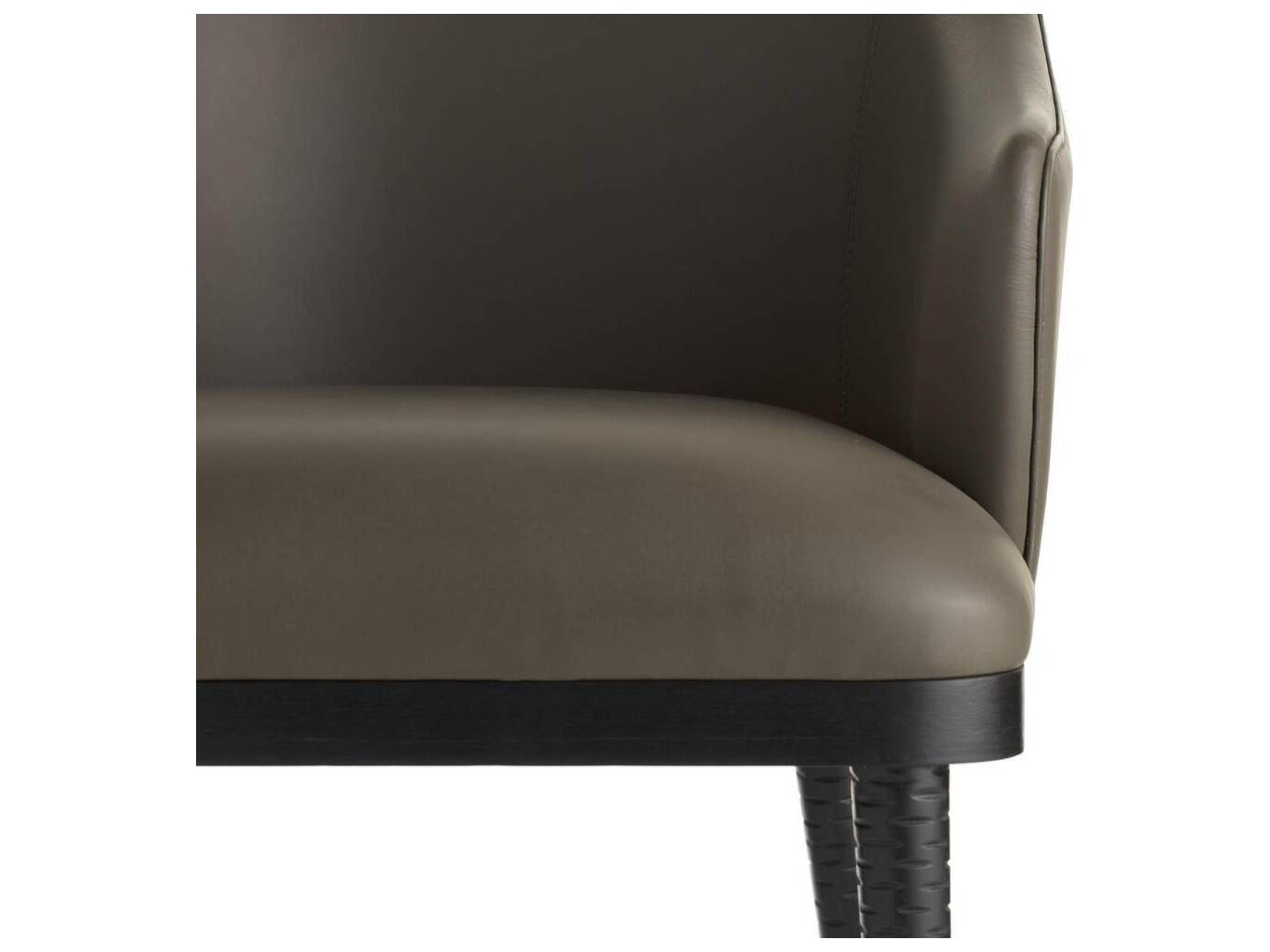 Arteriors Home Beech Wood Gray Leather Arm Dining Chair