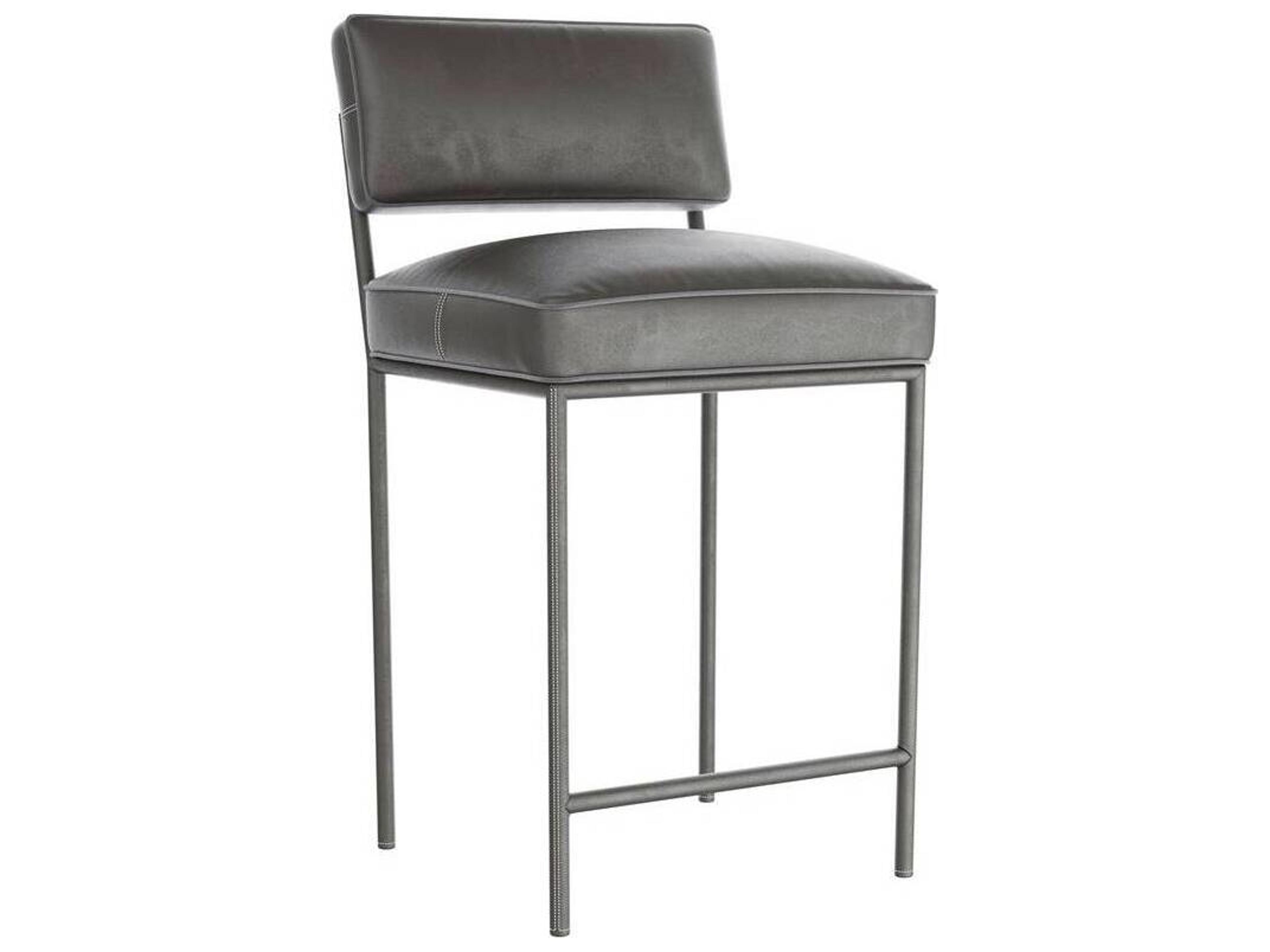Arteriors Home Dim Gray Leather Counter Stool