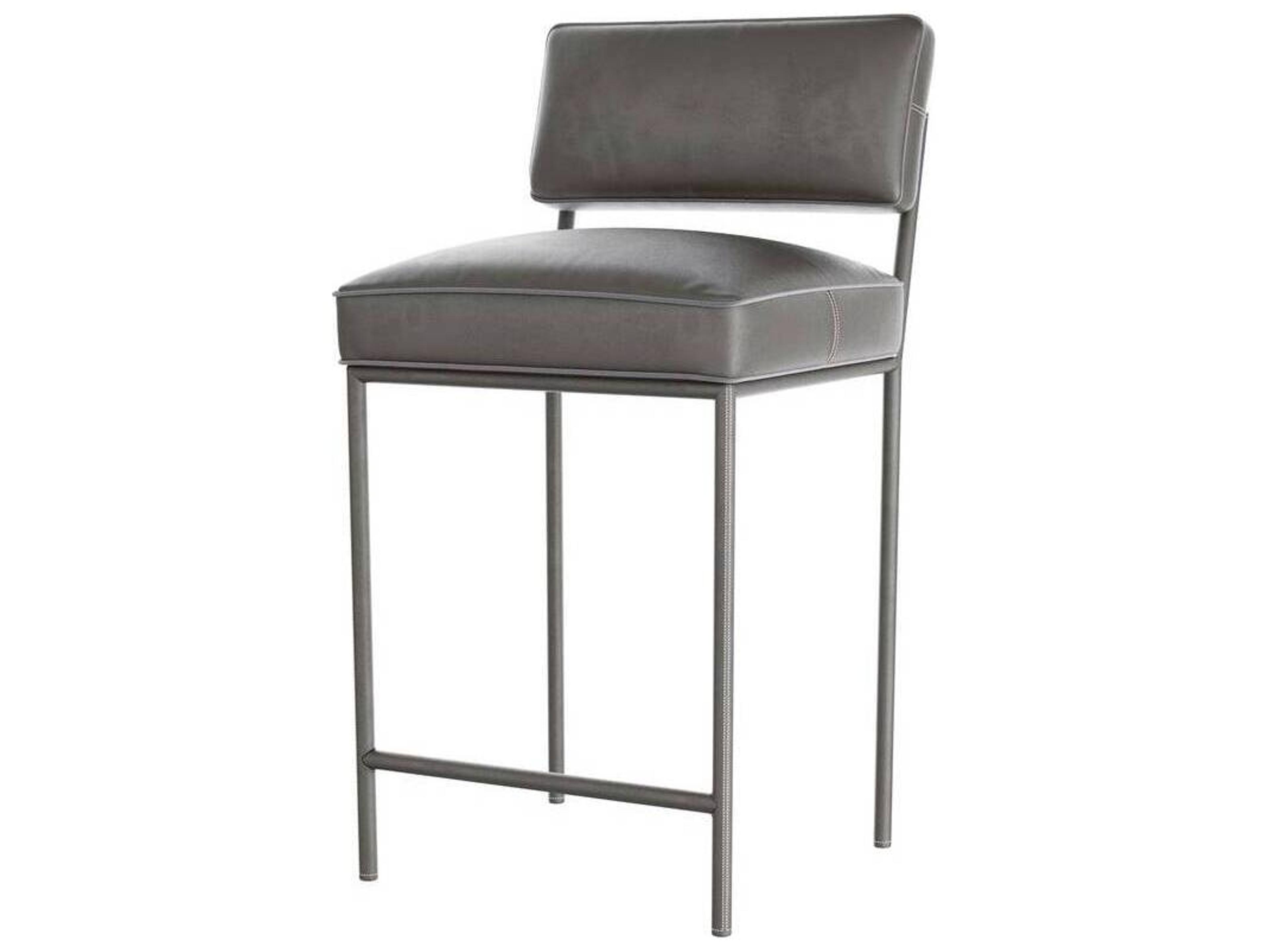 Arteriors Home Dim Gray Leather Counter Stool