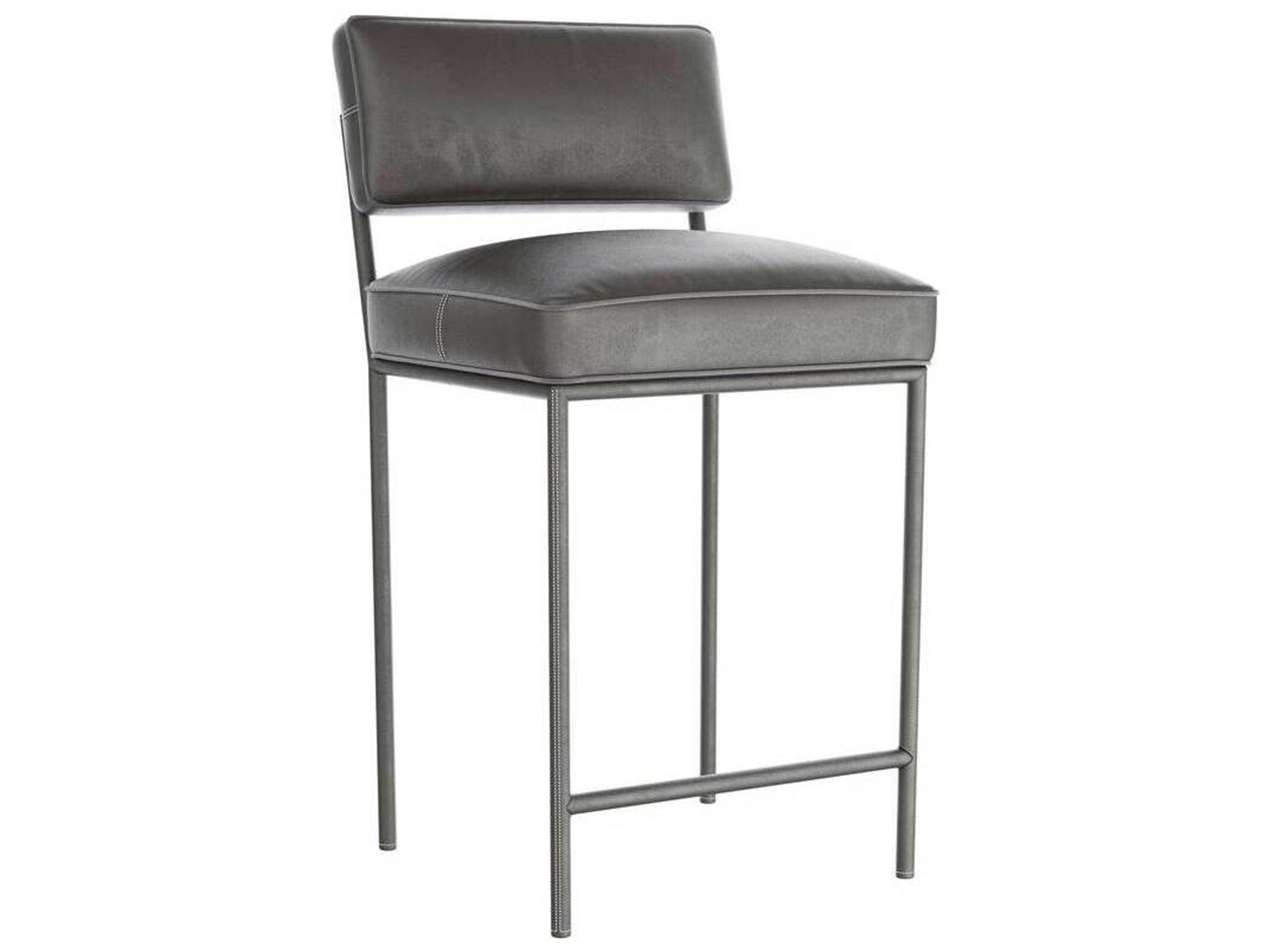 Arteriors Home Dim Gray Leather Counter Stool