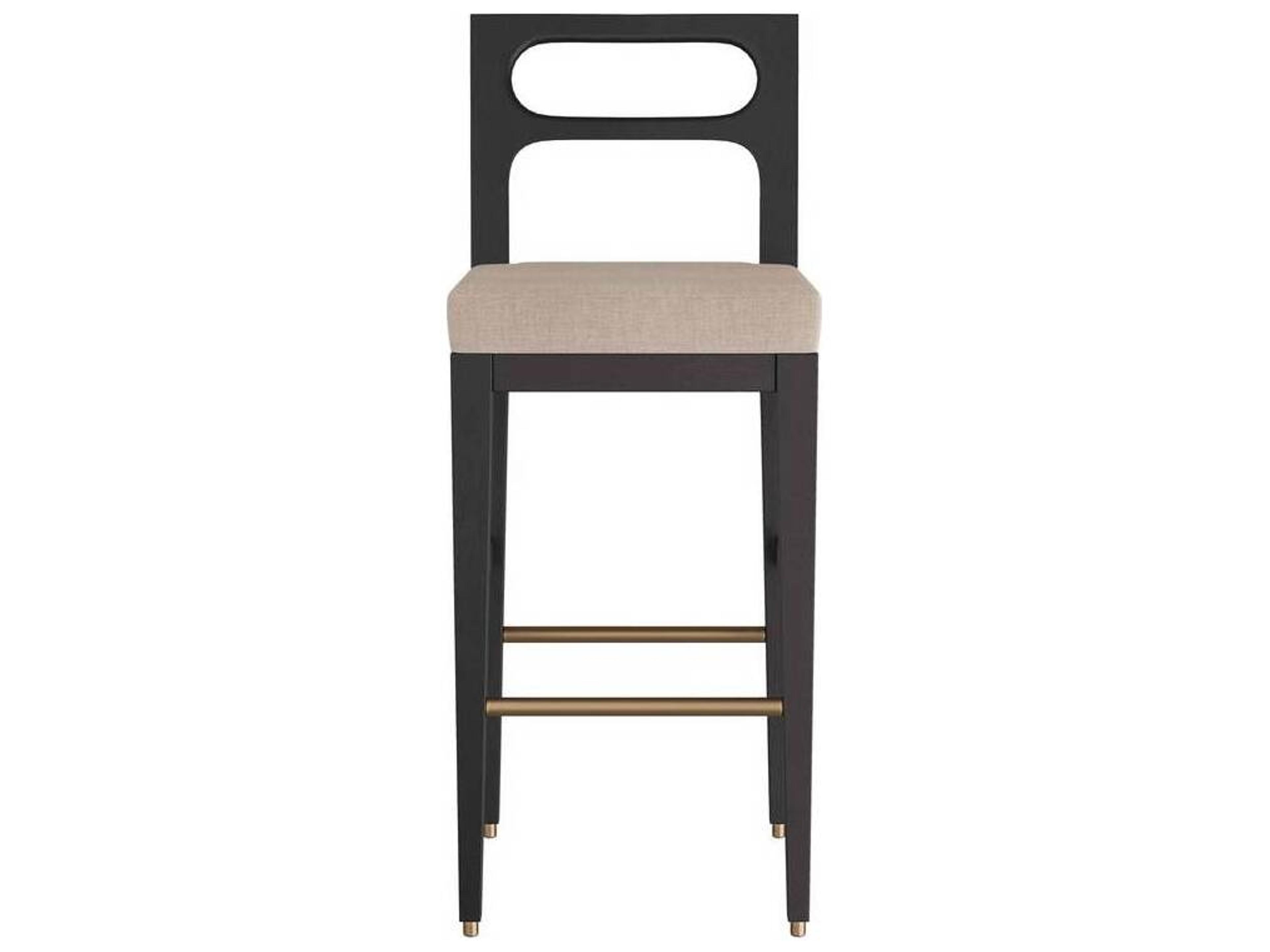 Arteriors Home Thaden Natural Ebony Upholstered Mango Wood Bar Stool
