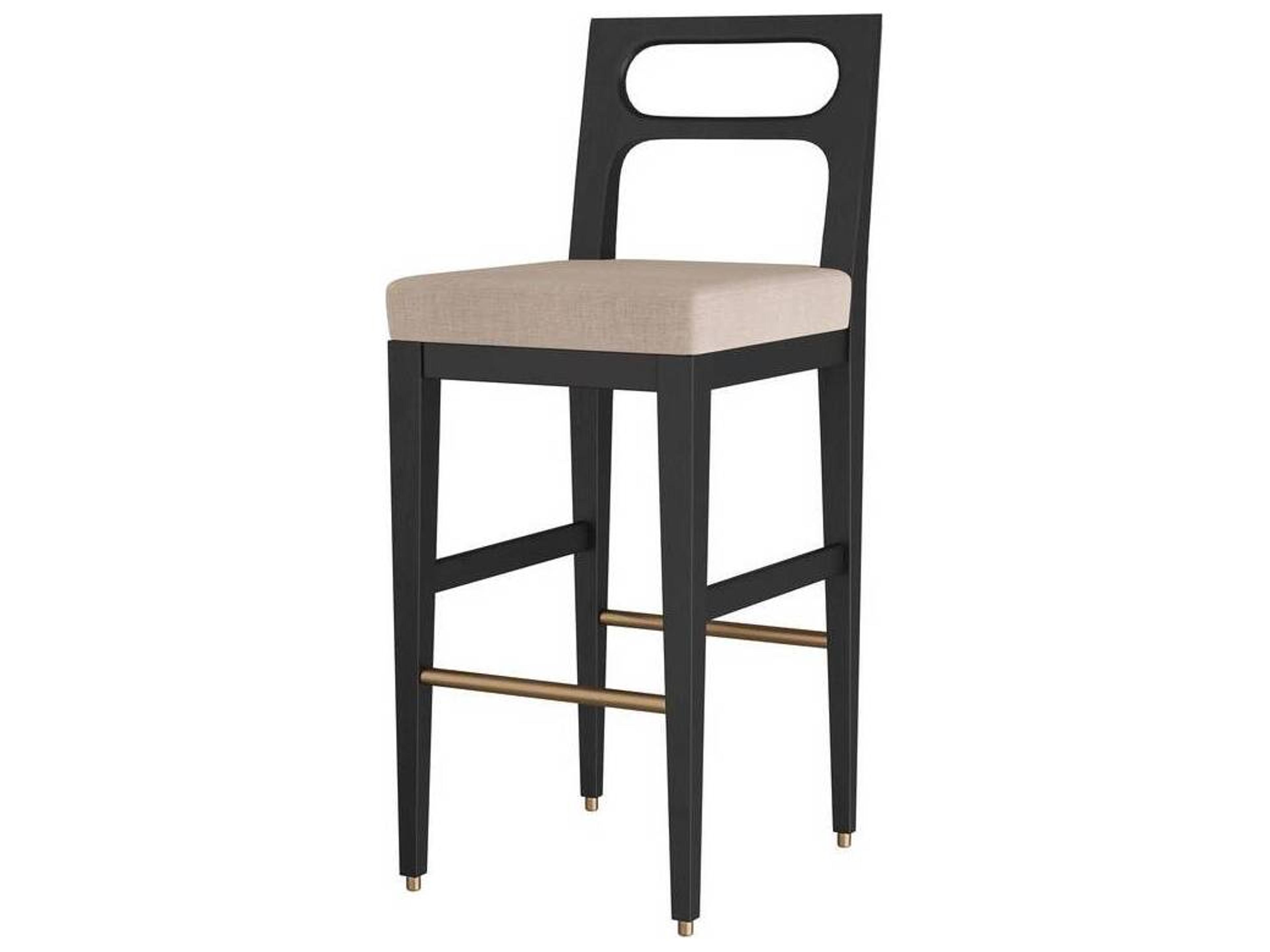 Arteriors Home Thaden Natural Ebony Upholstered Mango Wood Bar Stool