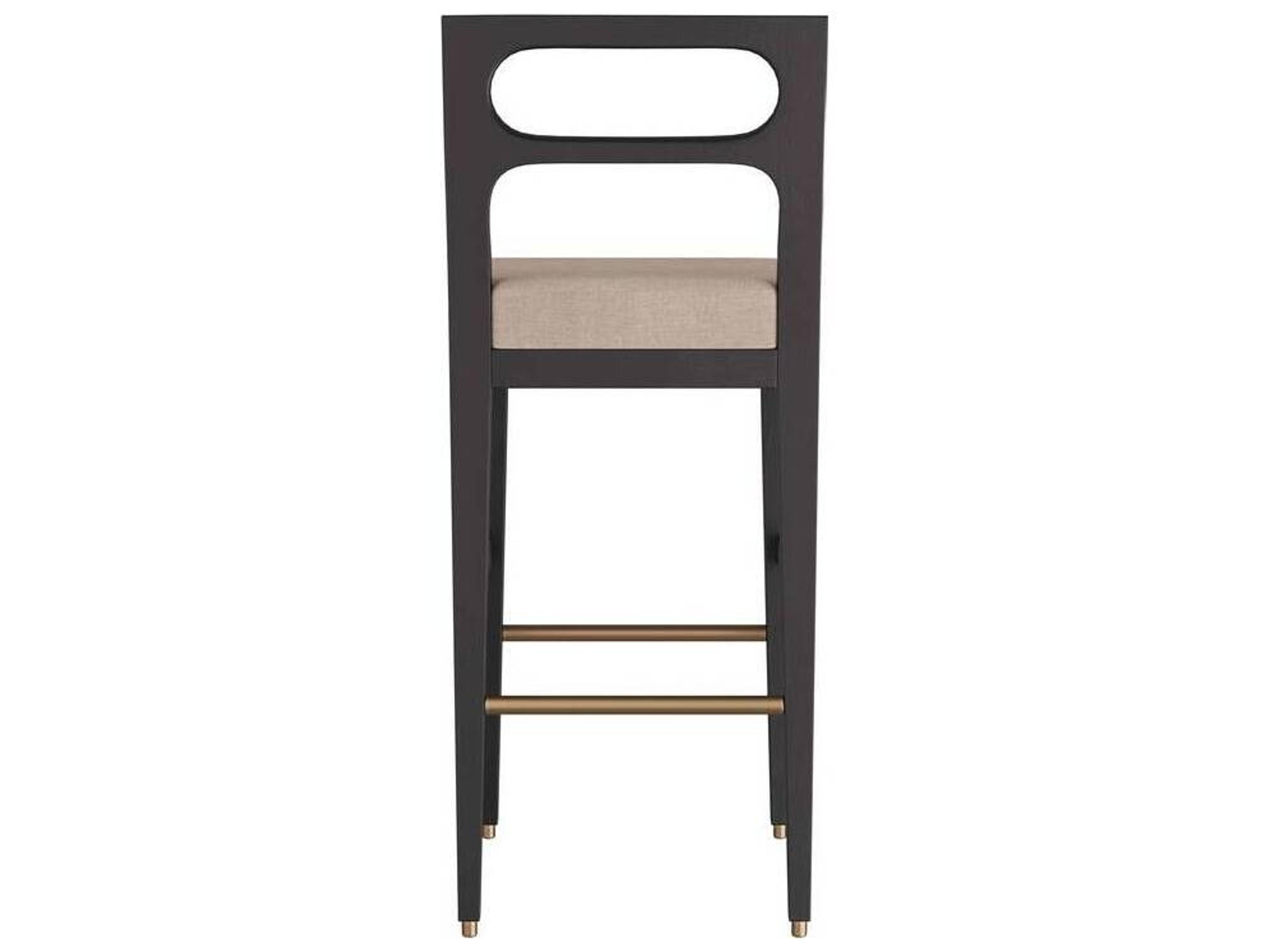 Arteriors Home Thaden Natural Ebony Upholstered Mango Wood Bar Stool